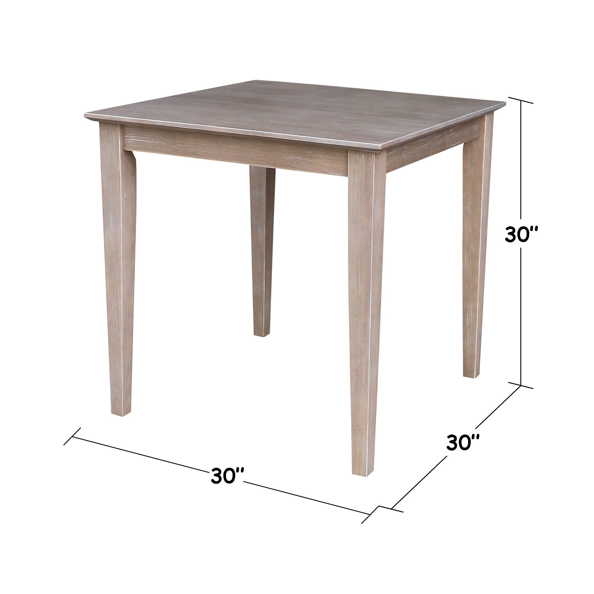 International Concepts Solid Wood Dining Table - Washed Gray Taupe Finish, 30