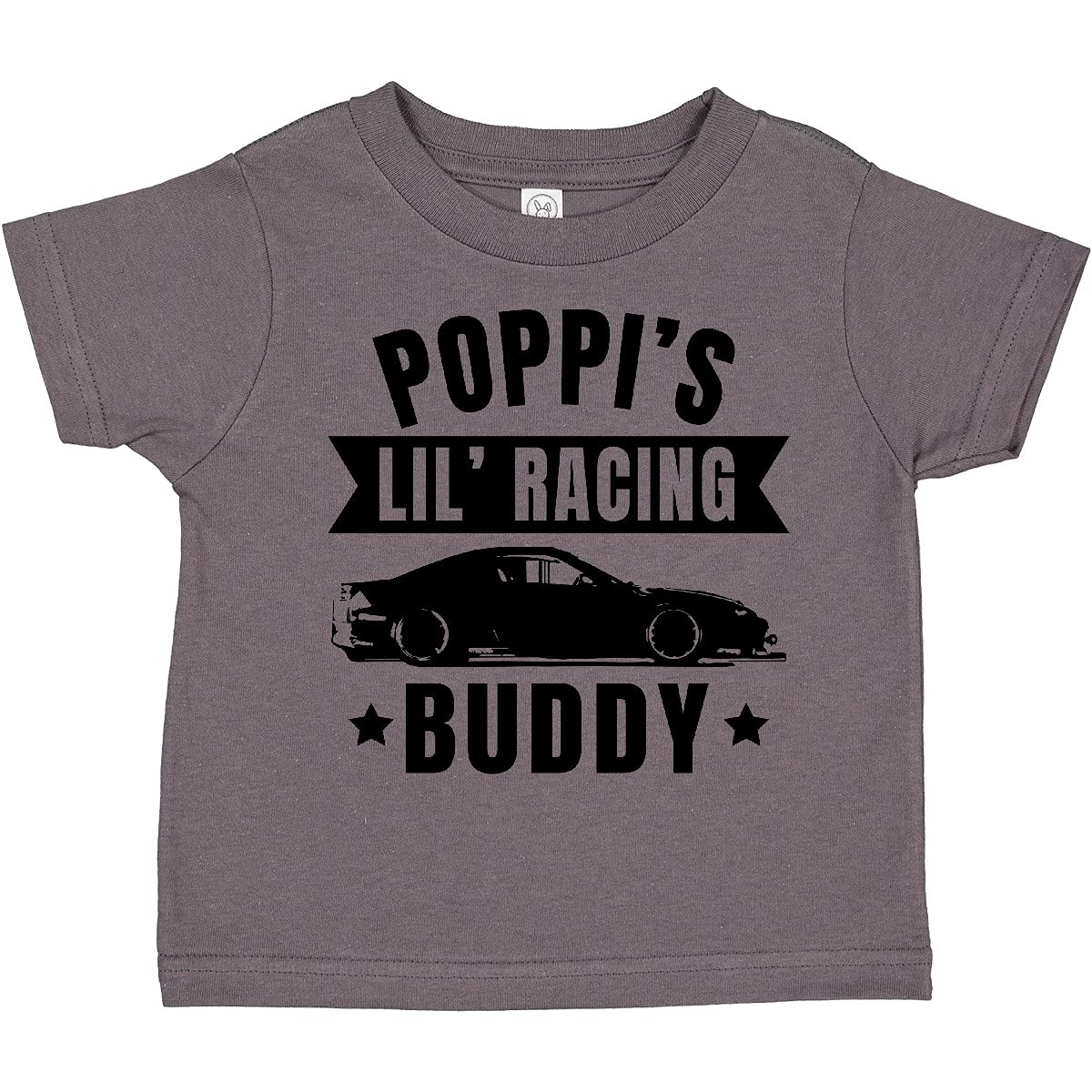 Inktastic Poppis' Lil' Racing Buddy with Car Silhouette Toddler T-Shirt - Cute Graphic Tee for Baby Boys & Girls - Perfect for Playdates, Birthday Parties & Family Outings