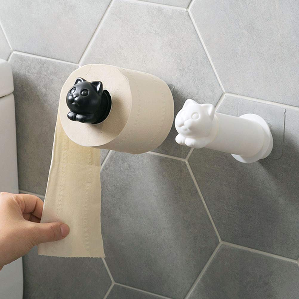 2-Pack Cat Design Vertical Paper Towel Holder - Hanging Bathroom & Kitchen Organizer for Toilet Paper, Napkins & Kitchen Towels - Space-Saving Storage Solution for Home, Hotel & Office Decor