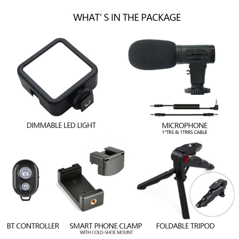 Professional Smartphone Vlogging Kit with LED Light, Microphone & Stabilizer - Perfect for YouTube, TikTok & Travel Content Creation
