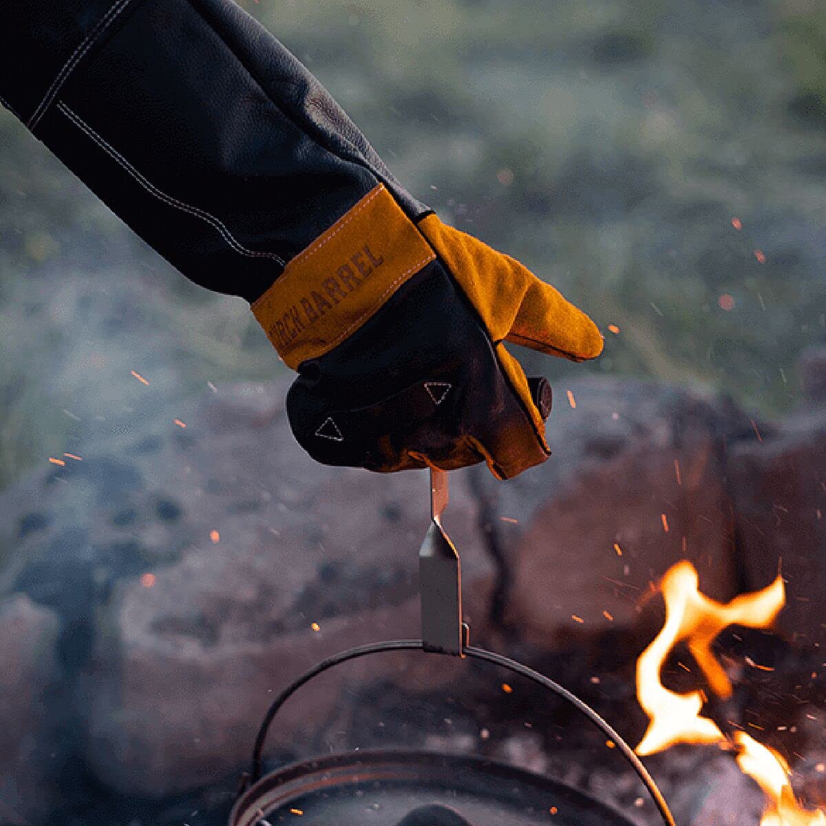 Premium Stockman's Leather Grill Gloves with Extra Long Thick Cuffs - 100% Genuine Heat-Resistant BBQ Gloves for Grilling, Smoking & Outdoor Cooking - Perfect for Searing Steaks, Handling Hot Pans & Campfire Cooking