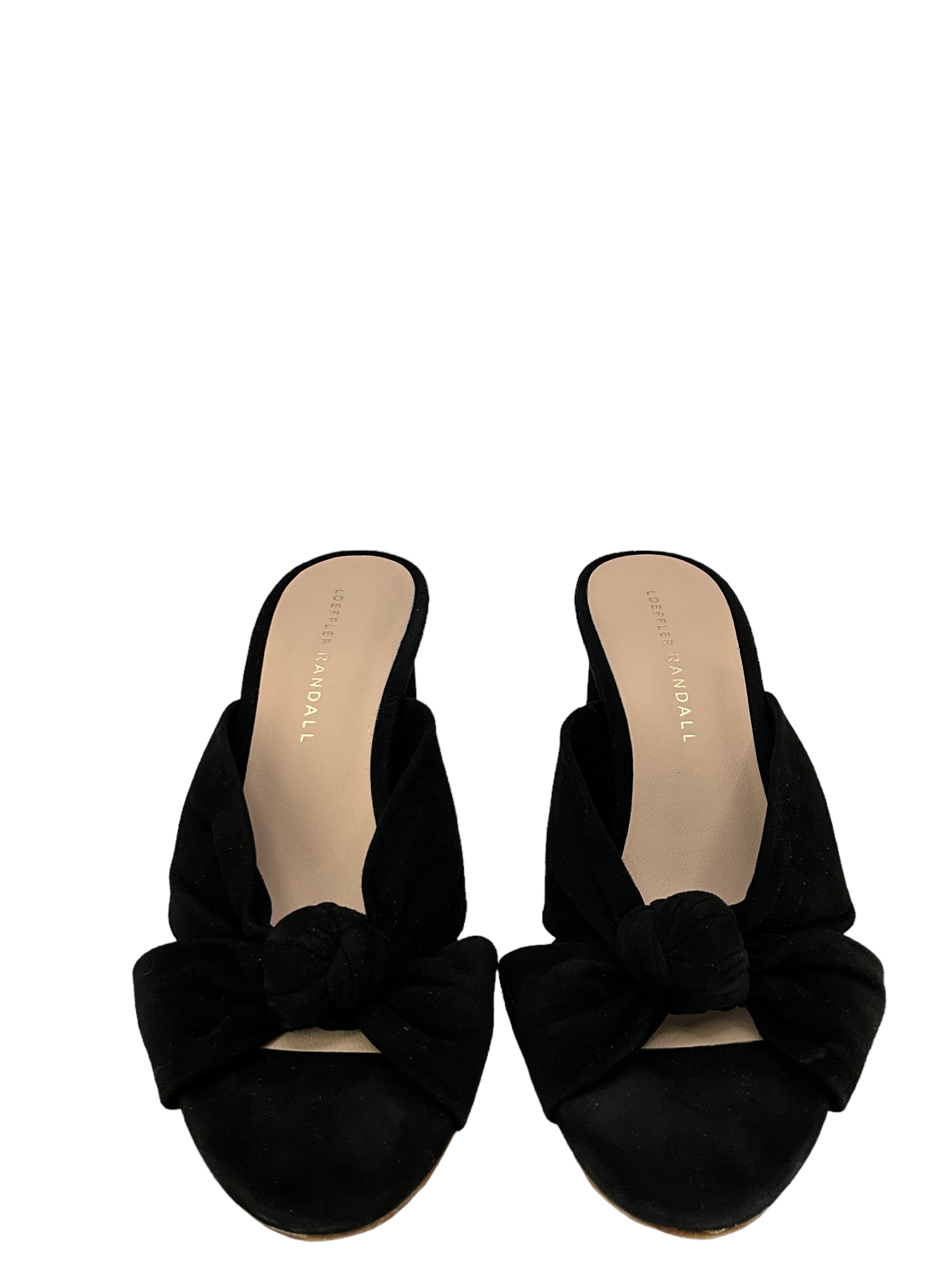 Loeffler Randall Black Suede Bow Sandals Women's Size 7.5 | Elegant Summer Wedding & Party Shoes for Women
