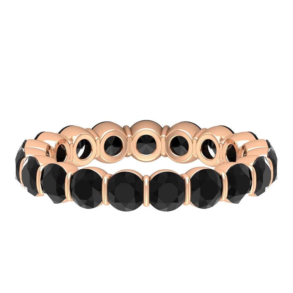 2.75 CT Black Onyx Full Eternity Ring for Women - 14K Solid Gold Bar Set Wedding Band, Anniversary Gift, Stackable Ring for Everyday Elegance & Special Occasions