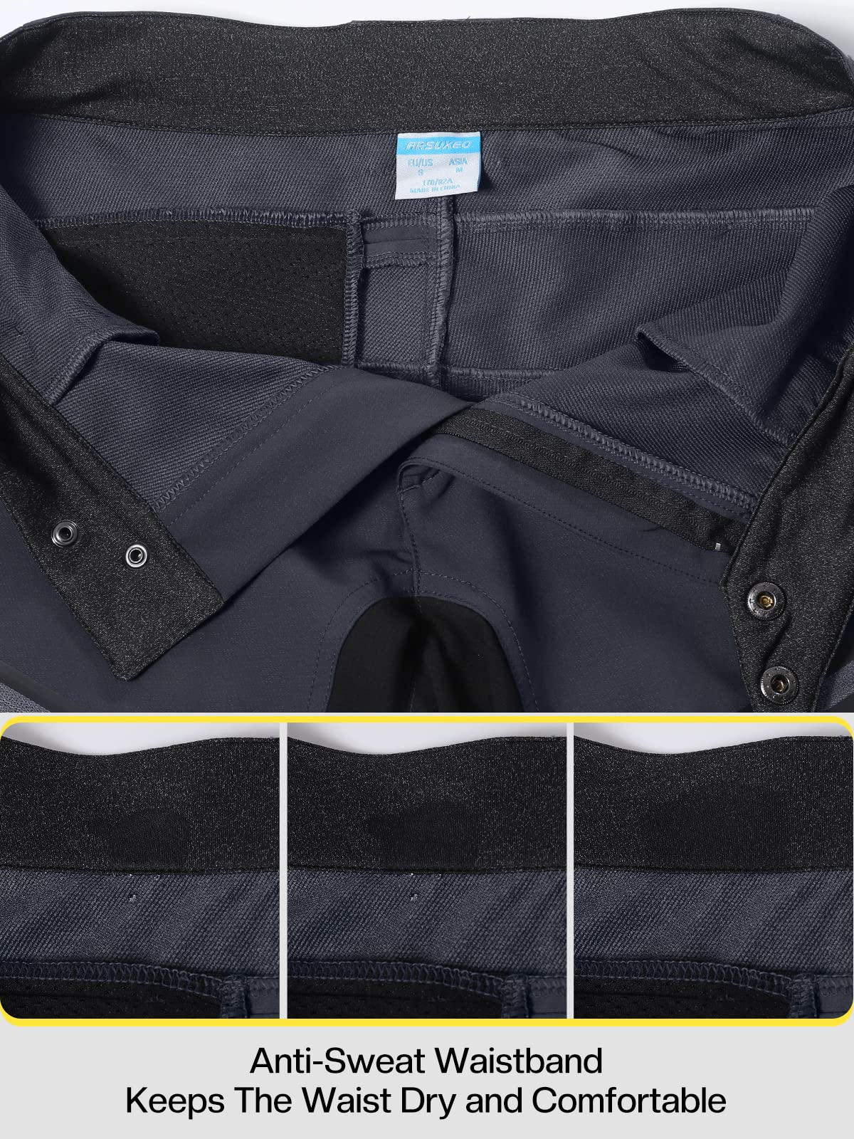 **ARSUXEO Men's Cycling Shorts - Breathable Loose Fit Mountain Bike Shorts with Moisture-Wicking Waistband for Comfort & Performance | Ideal for Road Biking, Mountain Biking & Casual Wear**