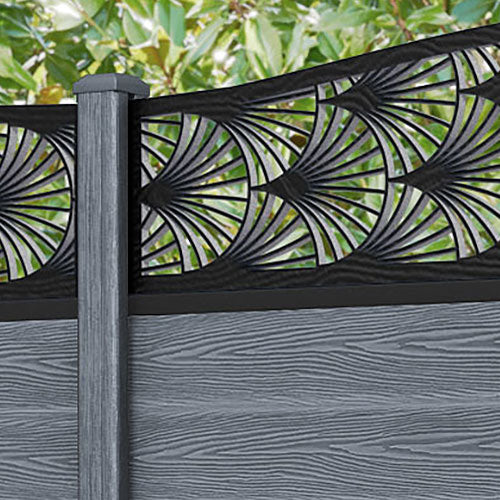 Classic Laurel Curved Top Fence Panel - Anthracite Grey Composite Fence with Durable Posts | Perfect for Garden, Backyard, and Privacy Fencing