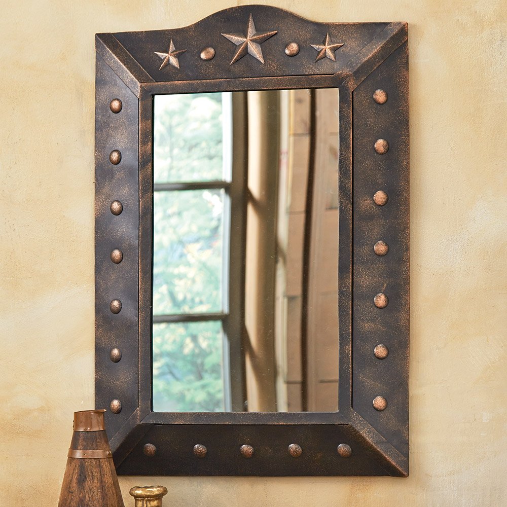 Black Forest Décor Metal Western Star Mirror – Rustic Wall Decor for Living Room, Bedroom & Entryway – Vintage Western Style Home Accent