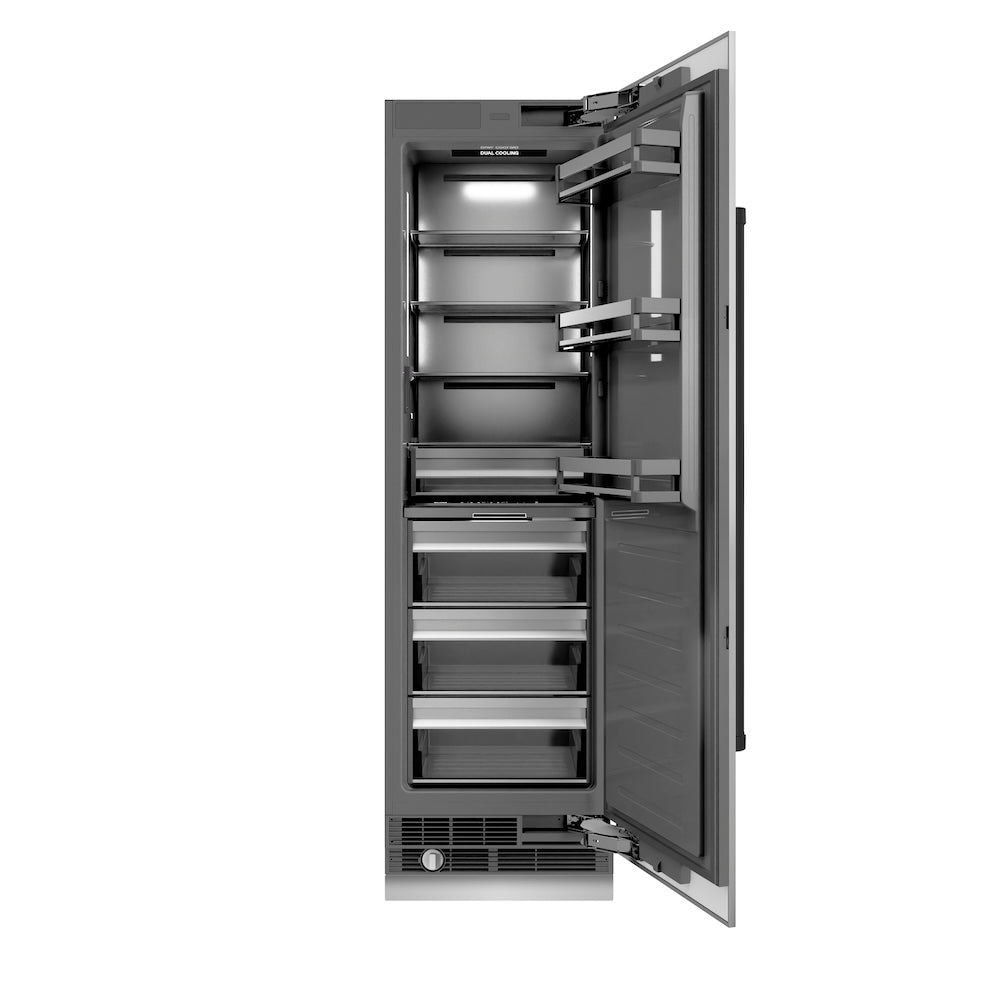ZLINE Autograph Edition 24-Inch 12.5 cu ft Stainless Steel Column Refrigerator with Graphite Gray Interior & Matte Black Accents - Perfect for Modern Kitchens, Open Floor Plans & Luxury Homes (Model RCRVZ 30424 MB)