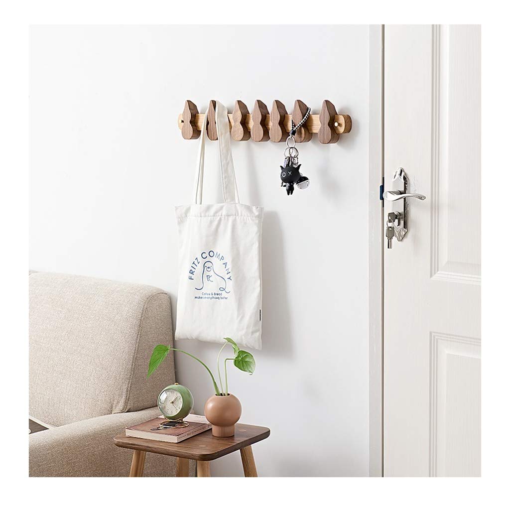 Wall Mounted Wooden Coat Rack with 2 Metal Hooks & 7 Removable Hooks - Space Saving Entryway Organizer for Hallway, Porch, Bedroom, Balcony - Perfect for Hanging Coats, Bags, Hats & Accessories
