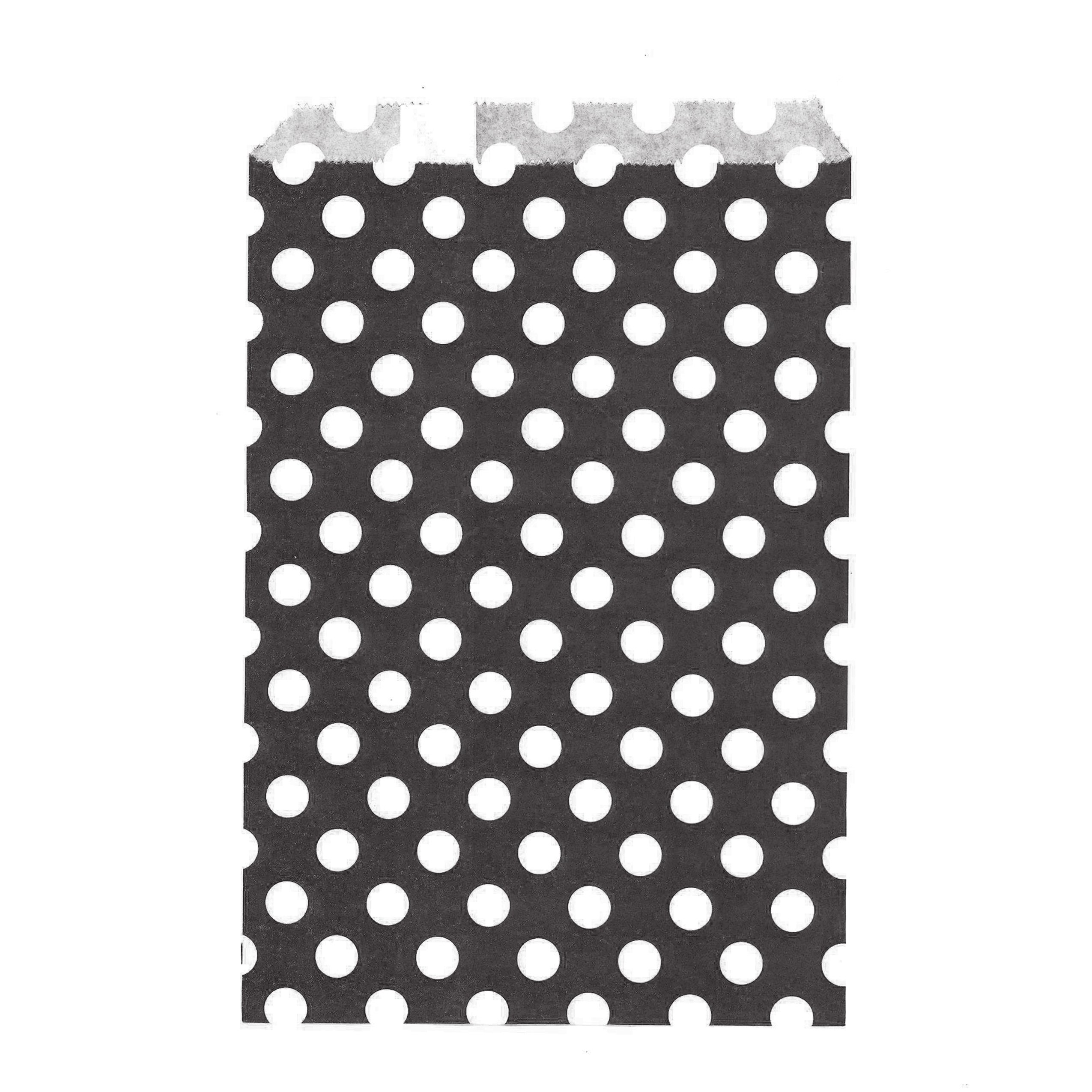 100CT Large Polka Dot Black Biodegradable Cookie Bags - Food Safe Ink & Paper - Eco-Friendly Treat Bags for Parties, Weddings & Gift Packaging (Polka Dot Large, Black)
