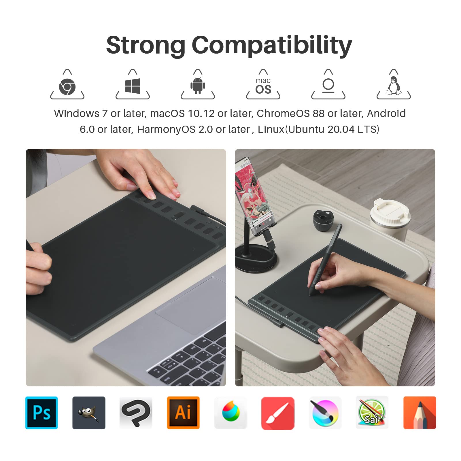 HUION Inspiroy 2 M Battery-Free Drawing Tablet with 8192 Pressure Stylus, 8 Customizable Keys & Scroll Wheel - 9x5 Inch Graphic Tablet for Digital Art, Animation & Design - Compatible with Mac, PC, Android - Perfect for Artists, Designers & Online Teaching (Black)