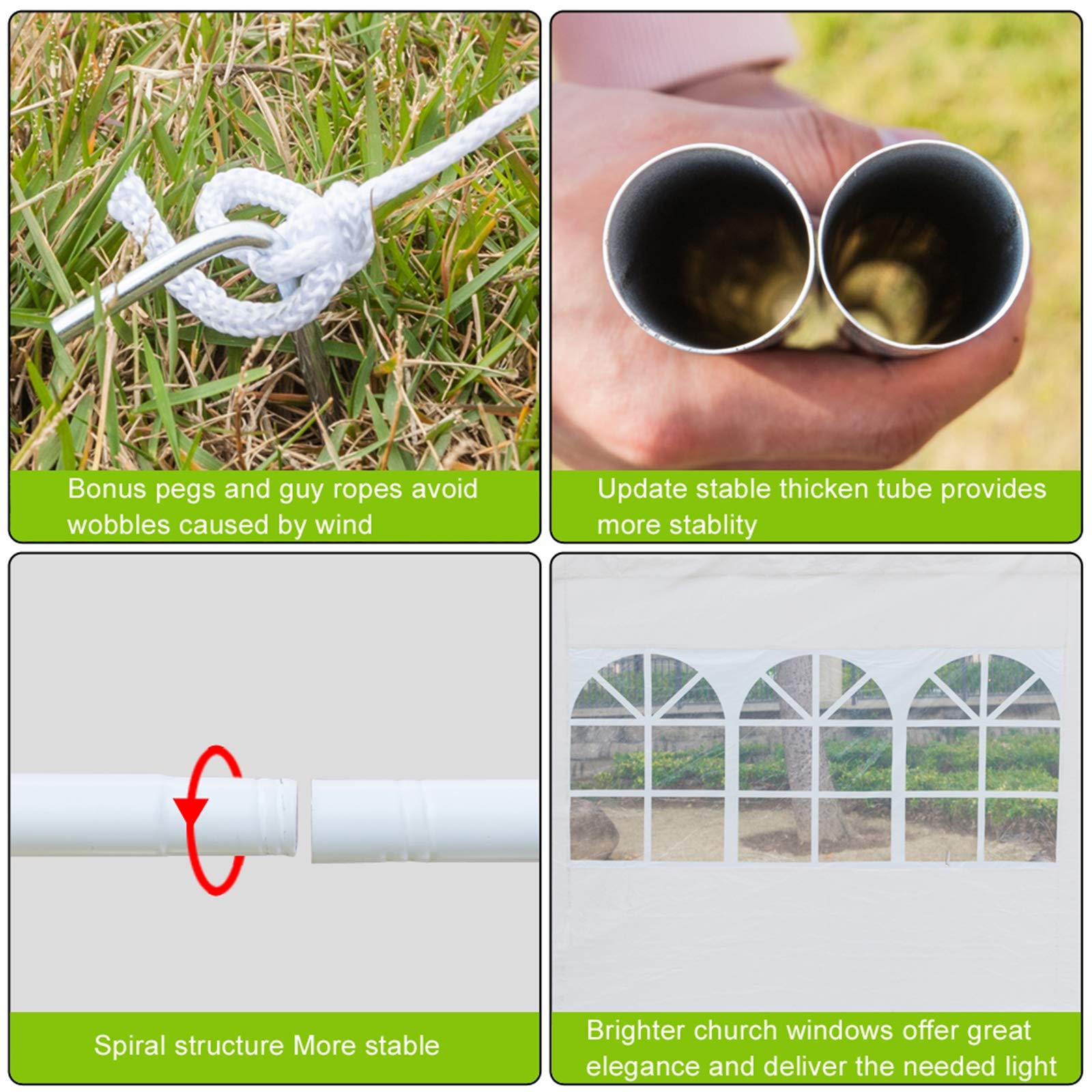 10'x10' Waterproof Outdoor Gazebo Canopy Tent with Removable Side Walls & Spiral Tubes - Perfect for Weddings, Parties, Camping, Market Stalls & Commercial Events