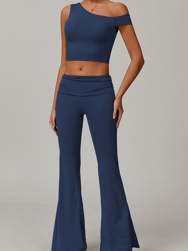 ZASUWA Women's Unique Cutout High Waist Tracksuit Set - Stylish Workout Outfit for Gym, Running & Casual Wear