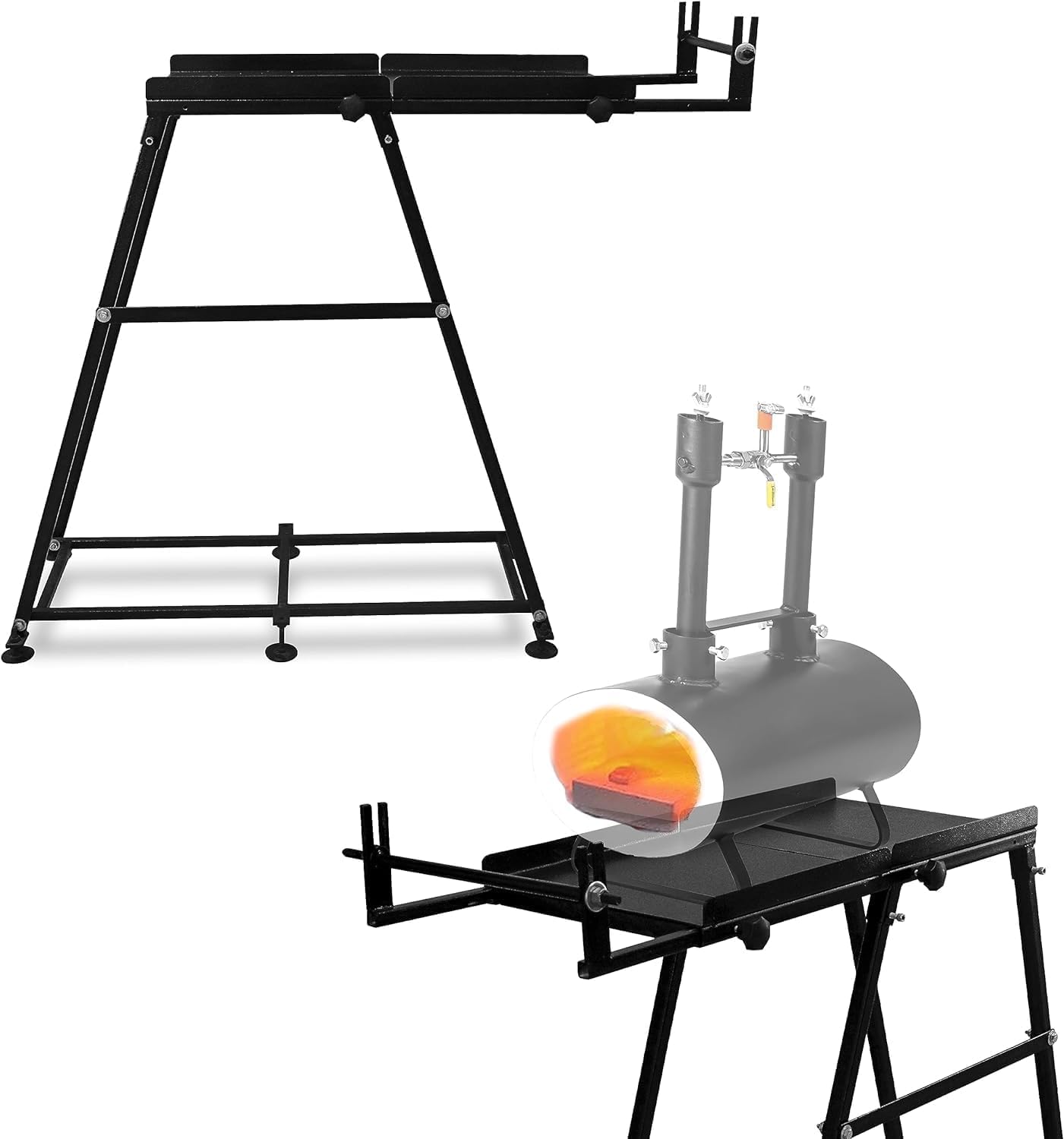SIMOND STORE Blacksmith Forge Starter Kit Stand - 24 Inch Heavy Duty Steel Propane Forge Stand Compatible with Single & Double Burner Forges - Perfect for Metalworking, Knife Making, and DIY Blacksmithing Projects