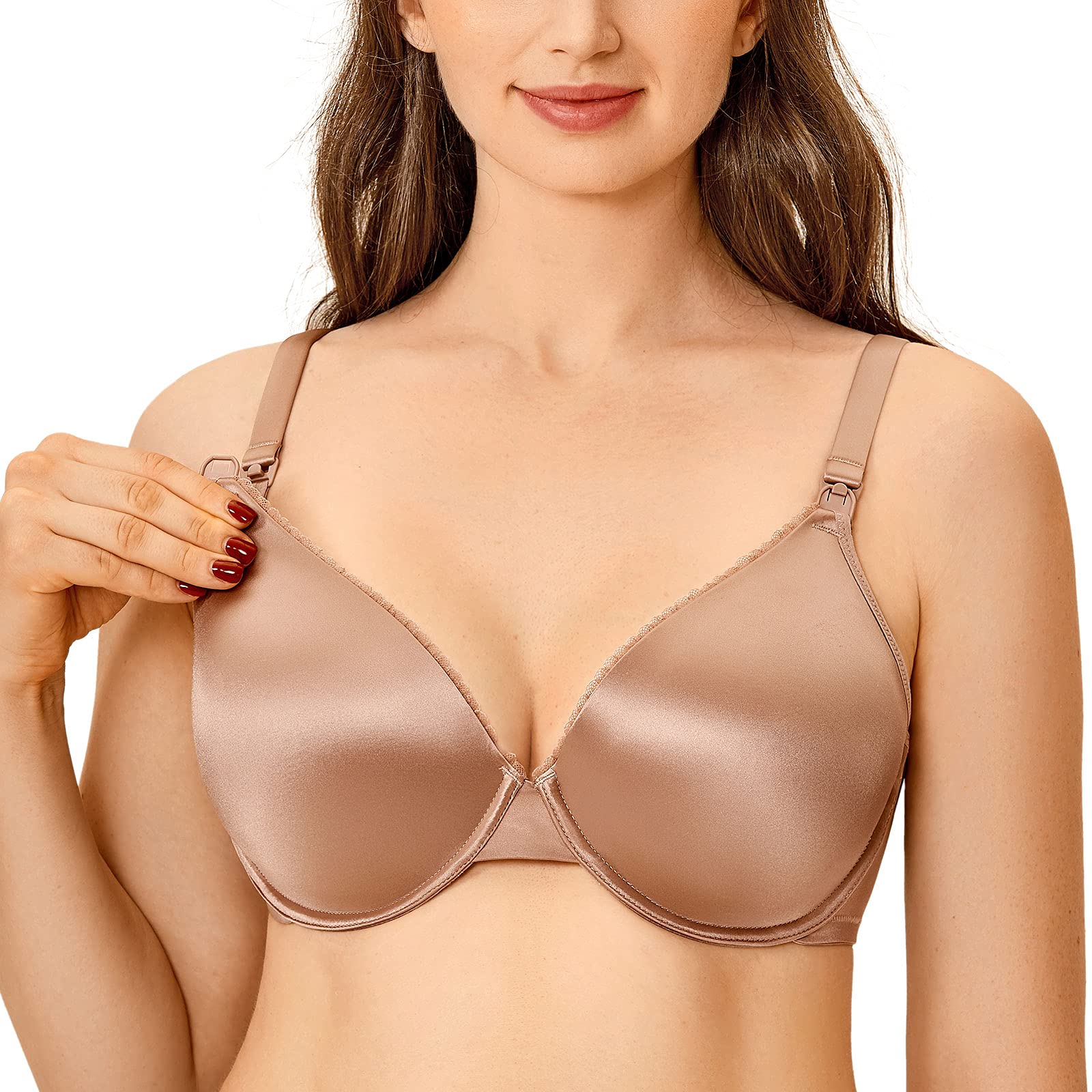 Gratlin Women's Underwire Nursing Bra - Full Coverage Support, Lightly Padded Maternity Bra for Breastfeeding - Comfortable for Day & Night Wear, Work & Home Use