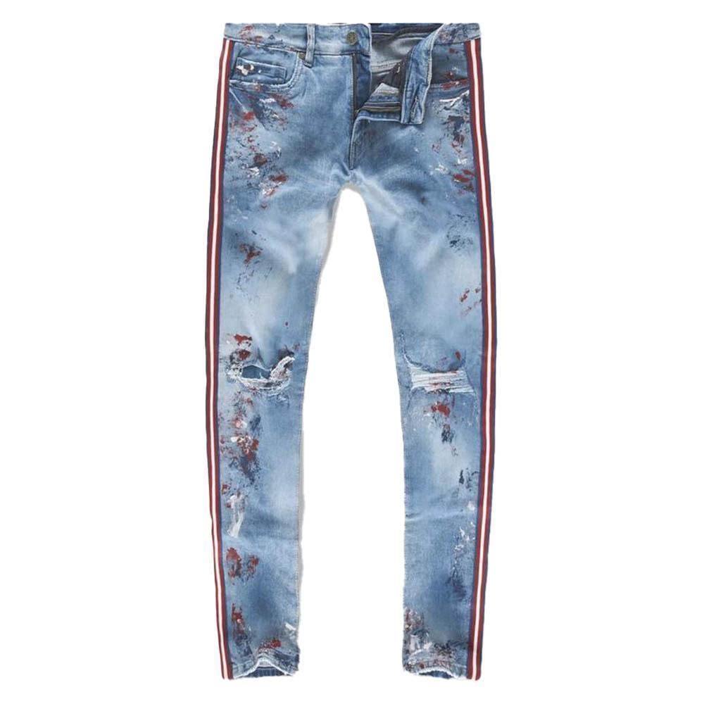 Jordan Craig Men's Sean Sugar Hill Striped Denim Americana Jacket - Vintage Style Denim Shirt for Casual Wear, Street Fashion & Retro Outfits