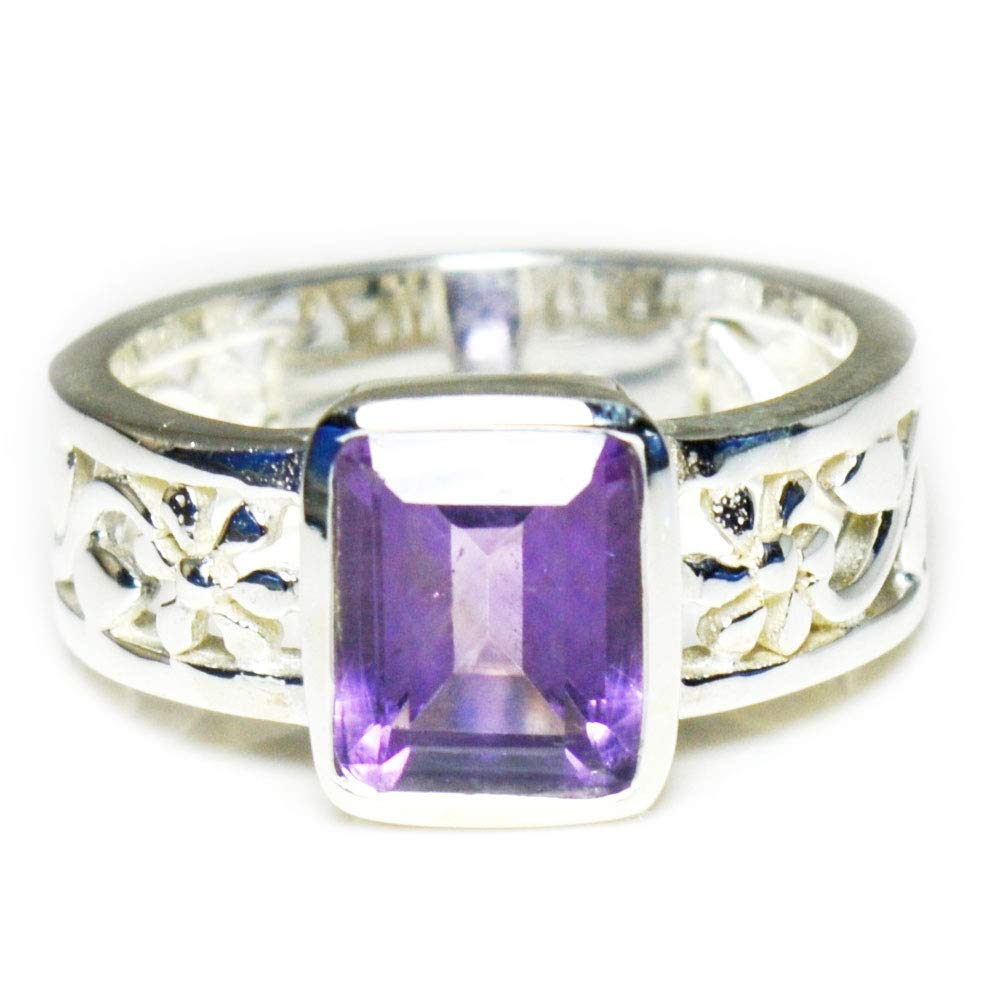55 Carat Natural Gemstone Sterling Silver Halo Engagement Ring - Choose Your Color & Size (5-12) - Handmade Jewelry for Wedding, Proposal & Anniversary Gifts