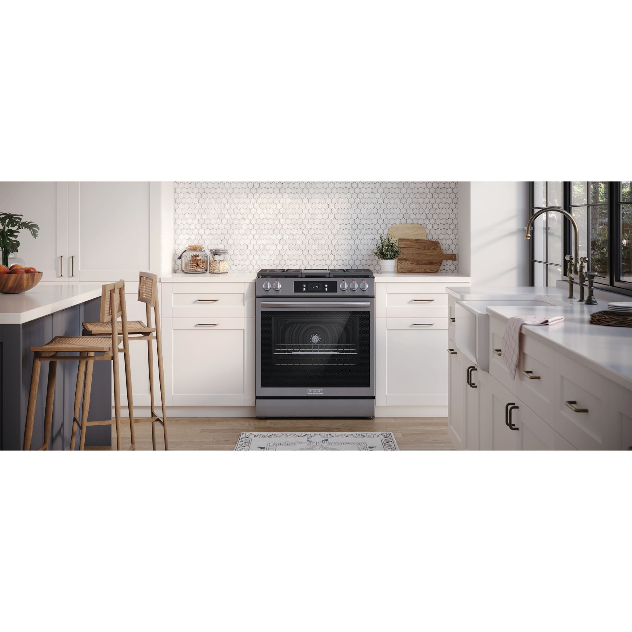Frigidaire Gallery 30 Inch Gas Range - GCFG3060BF Smudge-Proof Stainless Steel Stove with 5 Sealed Burners - Perfect for Home Kitchen Cooking, Baking & Entertaining