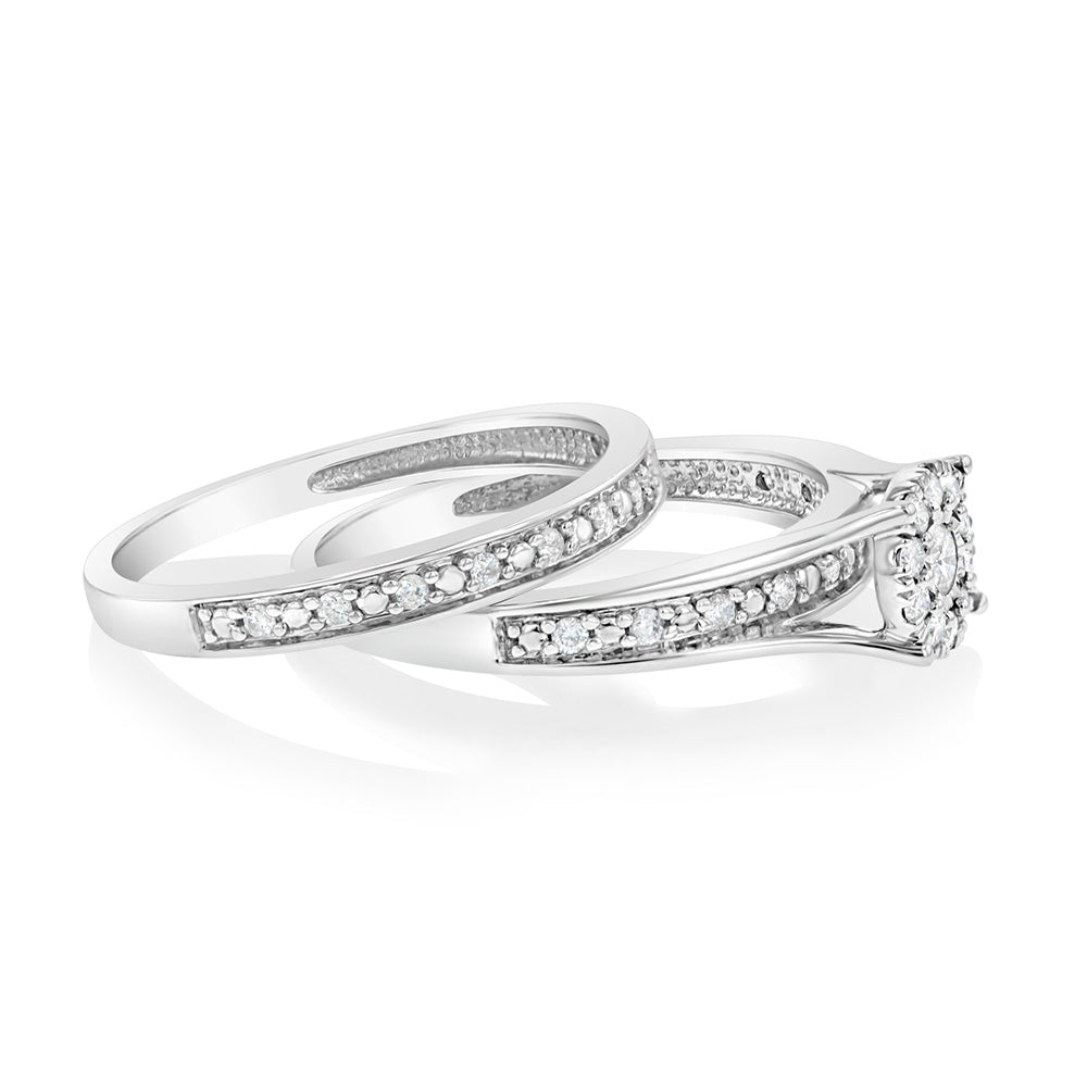 10ct White Gold 1/3 Carat Diamond Bridal Ring Set - Perfect for Engagement, Wedding & Anniversary Gifts