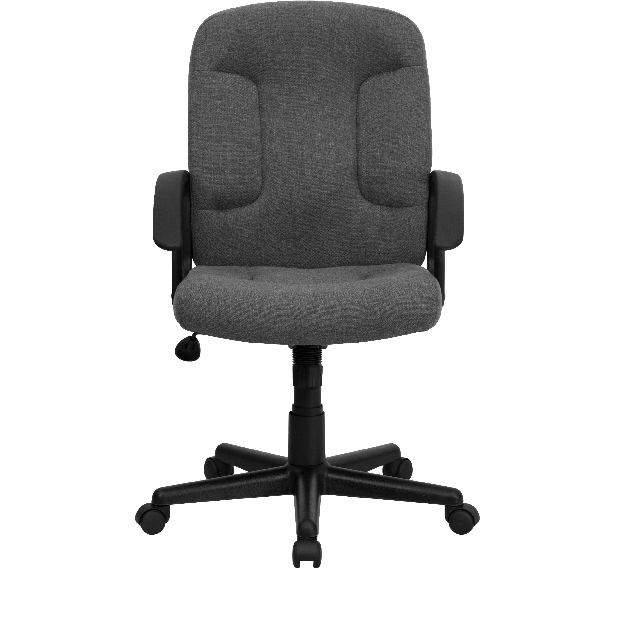 Flash Furniture Garver Mid-Back Gray Fabric Executive Swivel Office Chair with Nylon Arms - Ergonomic Desk Chair for Home Office & Business Use - Comfortable Computer Chair for Long Work Hours