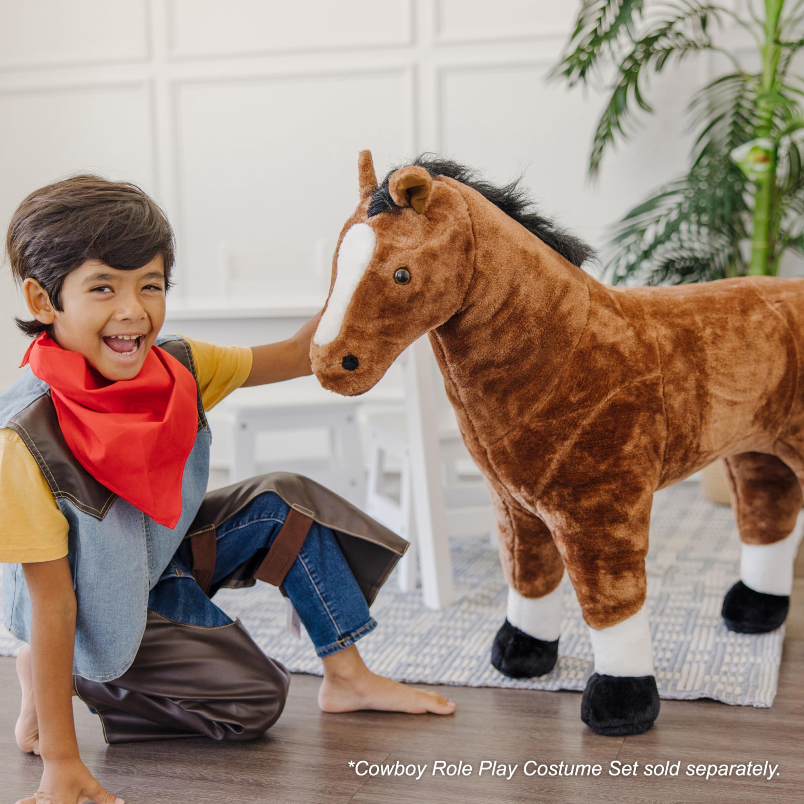 Melissa & Doug Giant Horse Plush Toy - Lifelike Stuffed Animal (36 Inches Tall) for Kids' Room Decor, Nursery, and Playtime Adventures