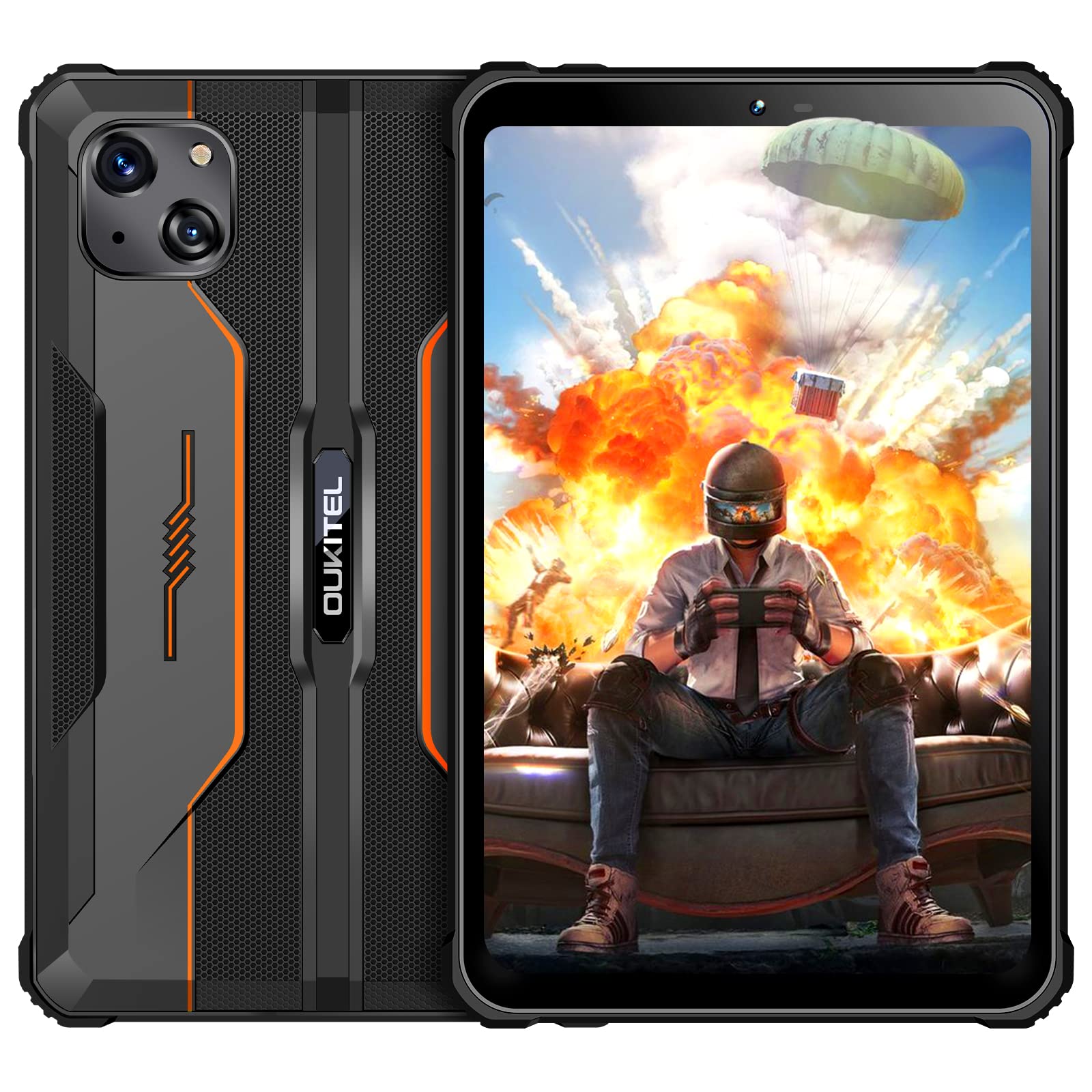 OUKITEL RT3 Rugged Android 12 Tablet - 8 Inch Waterproof Industrial Tablet PC with Octa Core, 7GB RAM + 64GB ROM (1TB Expandable), 5150mAh Battery, 16MP+8MP Camera, IP68/IP69K Rating - Perfect for Construction Sites, Outdoor Adventures & Harsh Work Environments - 4G Dual SIM, 5G WiFi, BT5.3, GPS