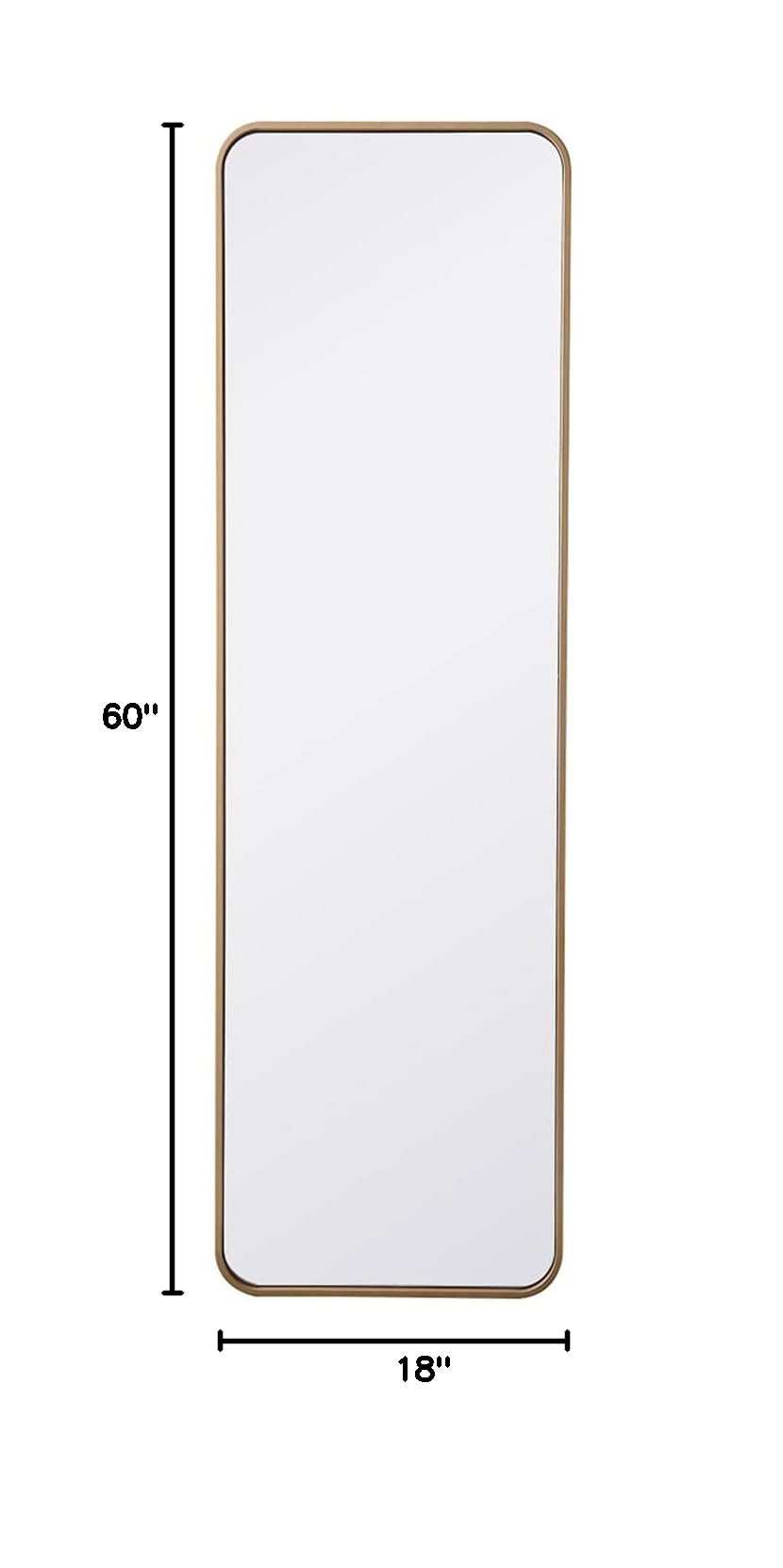 Elegant Brass Rectangular Mirror 18x60 - Home Decor & Bathroom