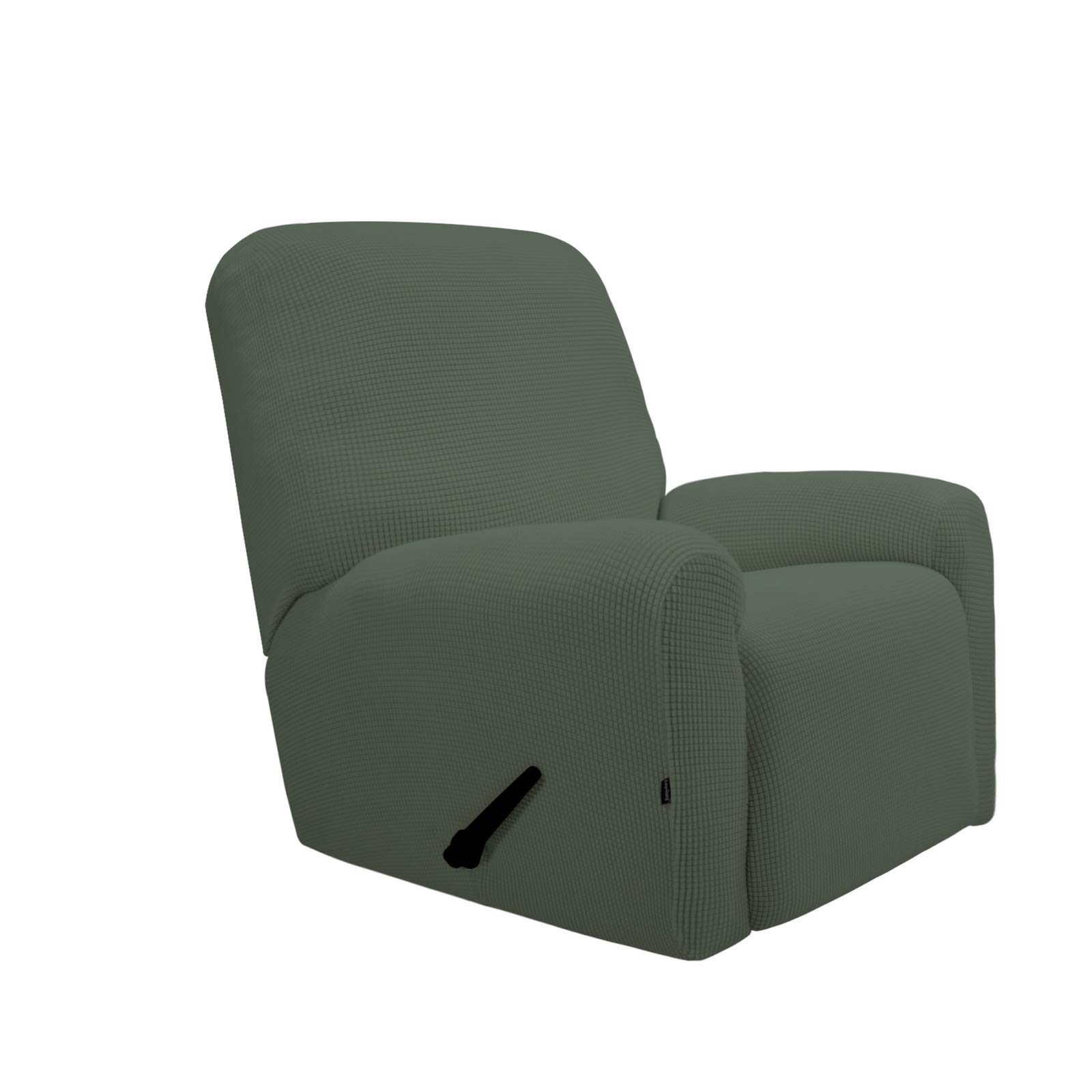 PureFit Stretch Recliner Sofa Slipcover with Pocket - Spandex Jacquard Non-Slip Sofa Cover, Washable Furniture Protector with Elastic Bottom for Kids & Pets (Recliner, Greyish Green) - Perfect for Living Room, Family Room & Home Theater Seating Protection