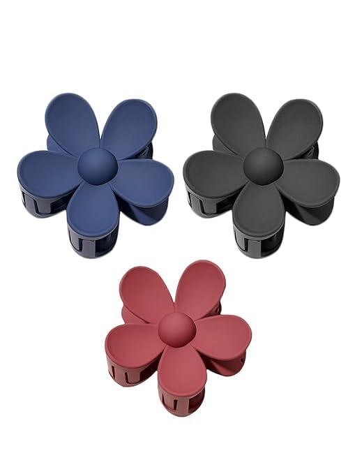 Kairangi 3-Piece Floral Hair Claw Clips for Women & Girls - Large Hair Clutchers in Multicolor - Perfect for Ponytails, Buns & Updos - Great Gift for Her