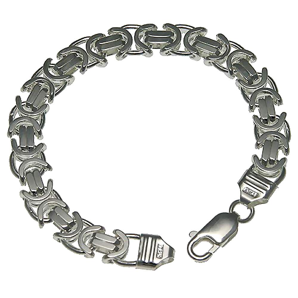 Sterling Silver 9mm Flat Byzantine Chain Necklace & Bracelet Set - Medium Heavy Weight, 7-26 Inch Adjustable - Perfect for Gifts, Layering & Everyday Wear