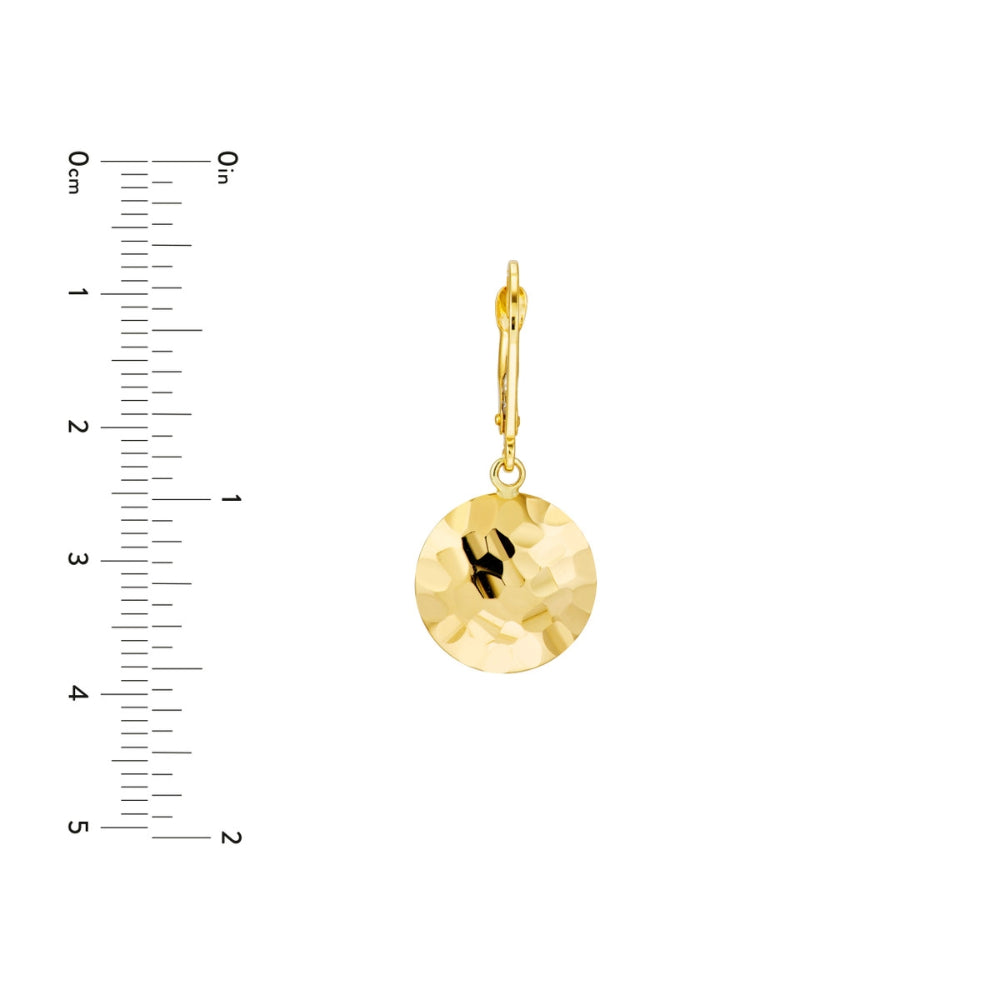 14K Gold Hammered Disc Earrings for Women - Dainty Minimalist Hoop Earrings - Perfect for Everyday Wear, Date Nights & Special Occasions