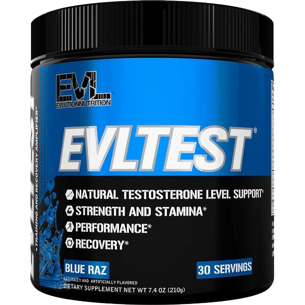 EVLution Nutrition EVL Test - Blue Raspberry Flavor (210g) | Testosterone Booster for Men | Pre-Workout & Muscle Growth Supplement | Gym & Fitness Performance Enhancer