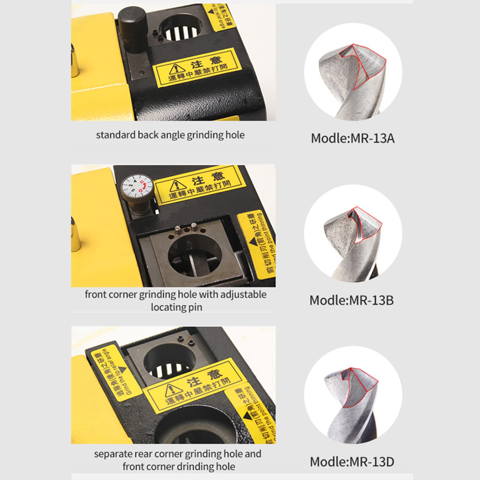 MR-13A Drill Bit Sharpener - 3mm to 15mm Portable Grinding Machine with 13 Collets, Adjustable 95°-135° Point Angle for Sharpening Twist Bits - Perfect for DIY, Woodworking & Metalworking Projects