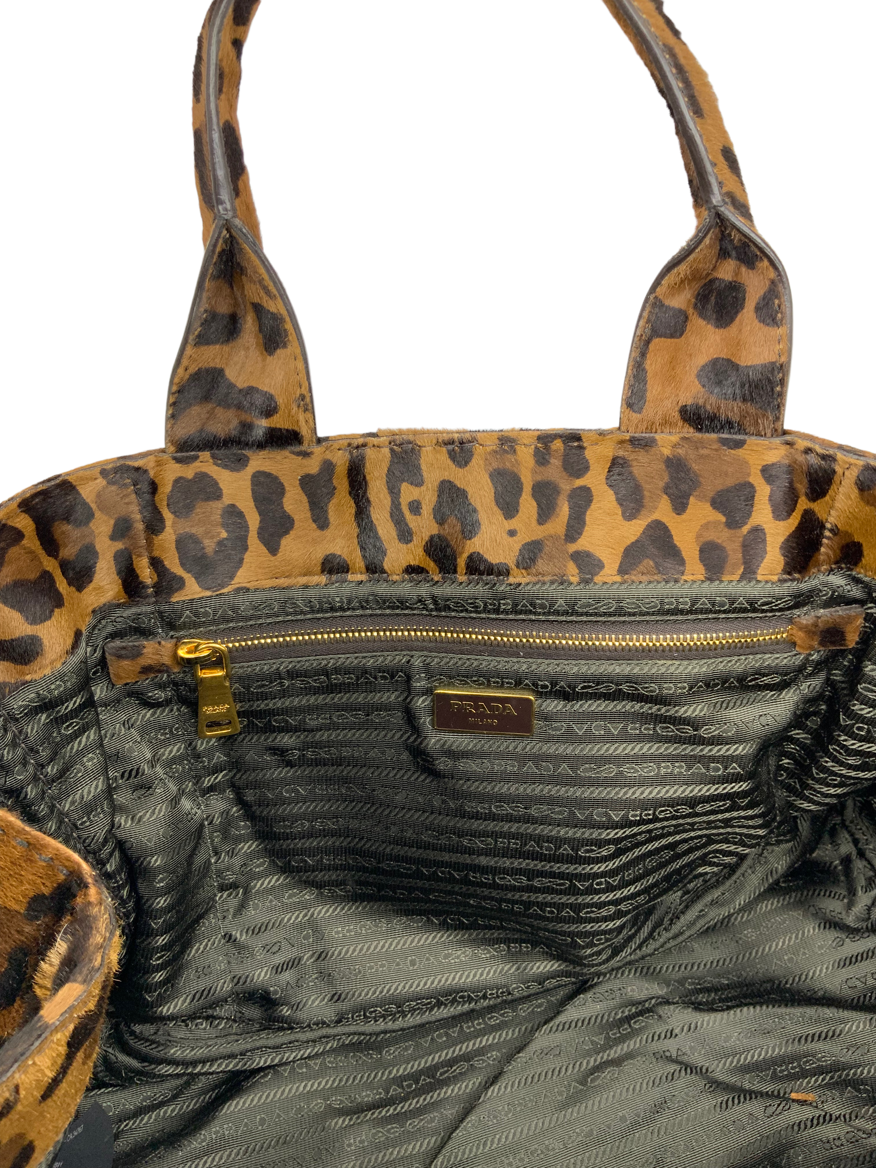 PRADA Cavallino Calf Hair Large Tote Bag for Women - Luxury Designer Handbag for Work, Travel & Everyday Use