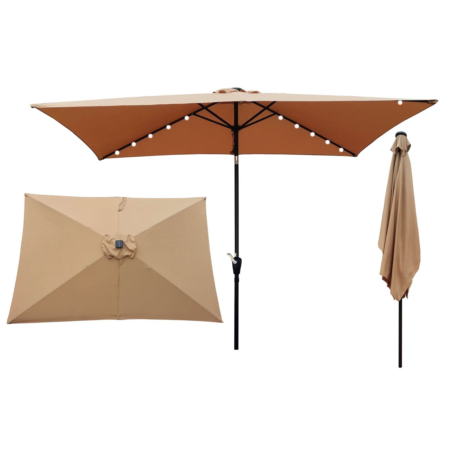 Solar-Powered Sunbrella Patio Umbrella with LED Lights - Windproof & Rustproof Cantilever Offset Umbrella for Outdoor Dining, Poolside Lounging, and Garden Relaxation