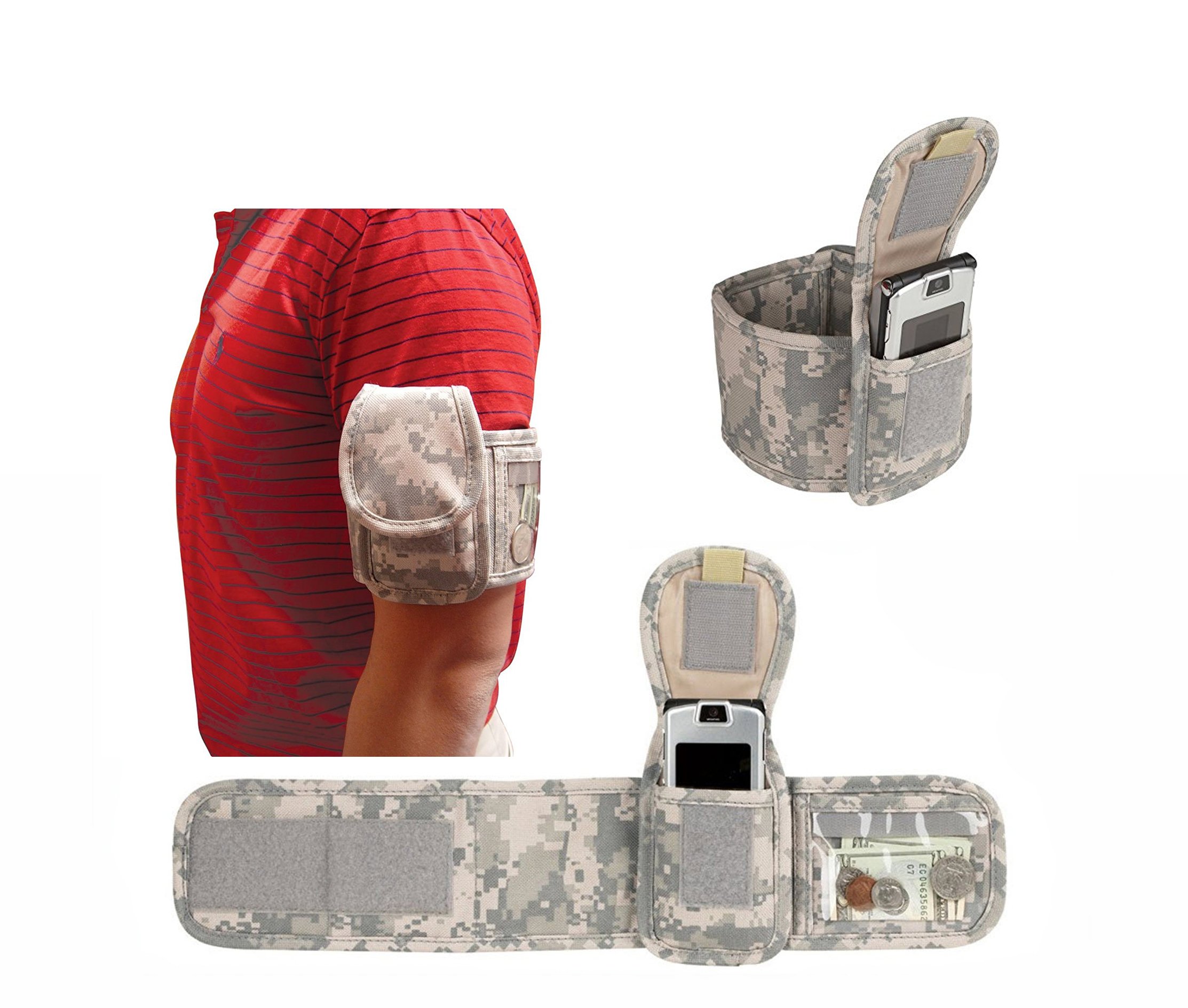 ImpecGear Camo Armband Wallet for Exercise & Fitness - ACU Digital Camouflage (1-Pack) - Perfect for Gym, Running, Hiking & Outdoor Activities