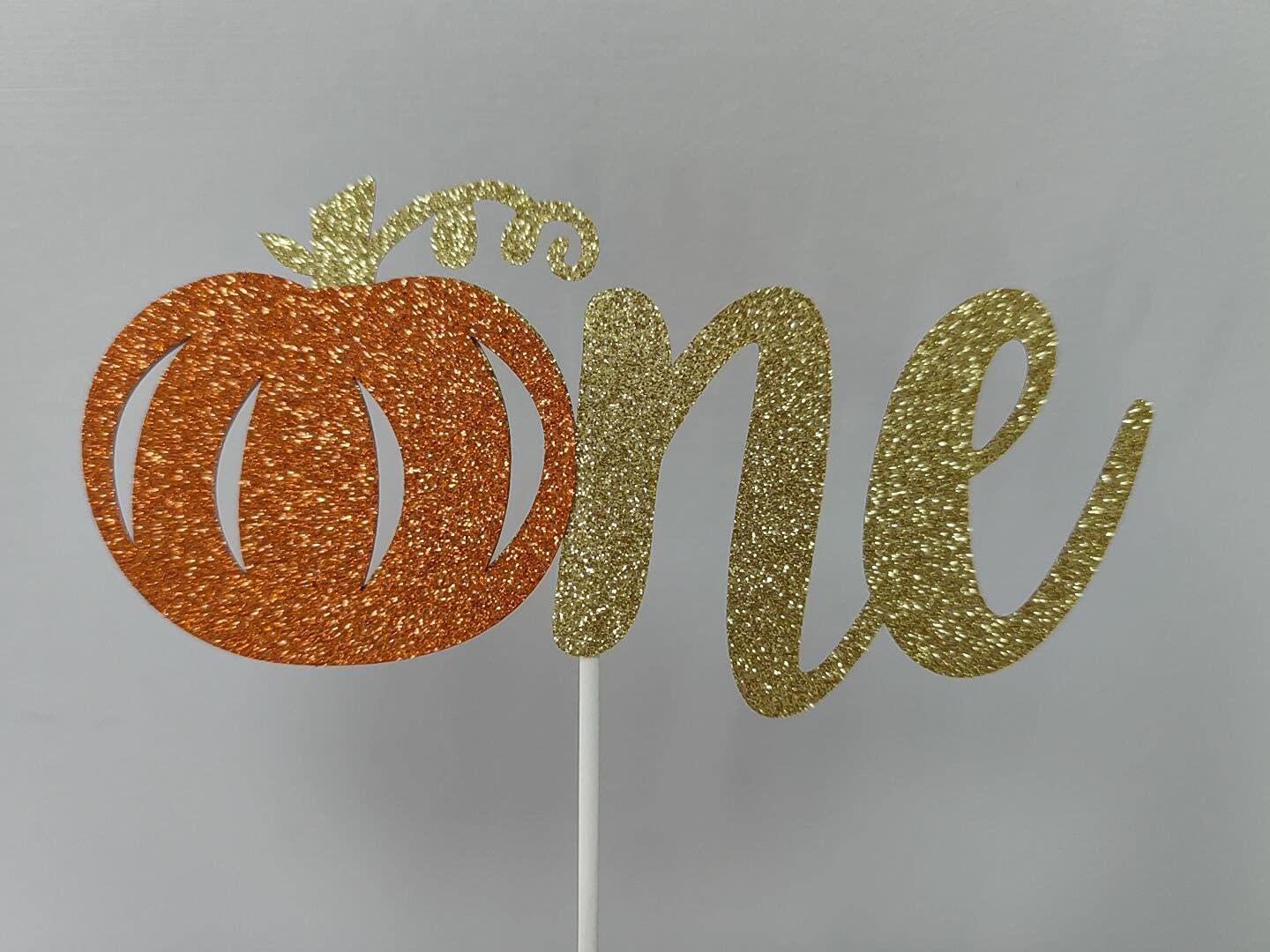 Glitter Pumpkin First Birthday Cake Topper - Little Pumpkin 1st Birthday Party Decorations, Fall Theme Cake Decor for Baby's 1st Birthday, Halloween & Autumn Celebrations