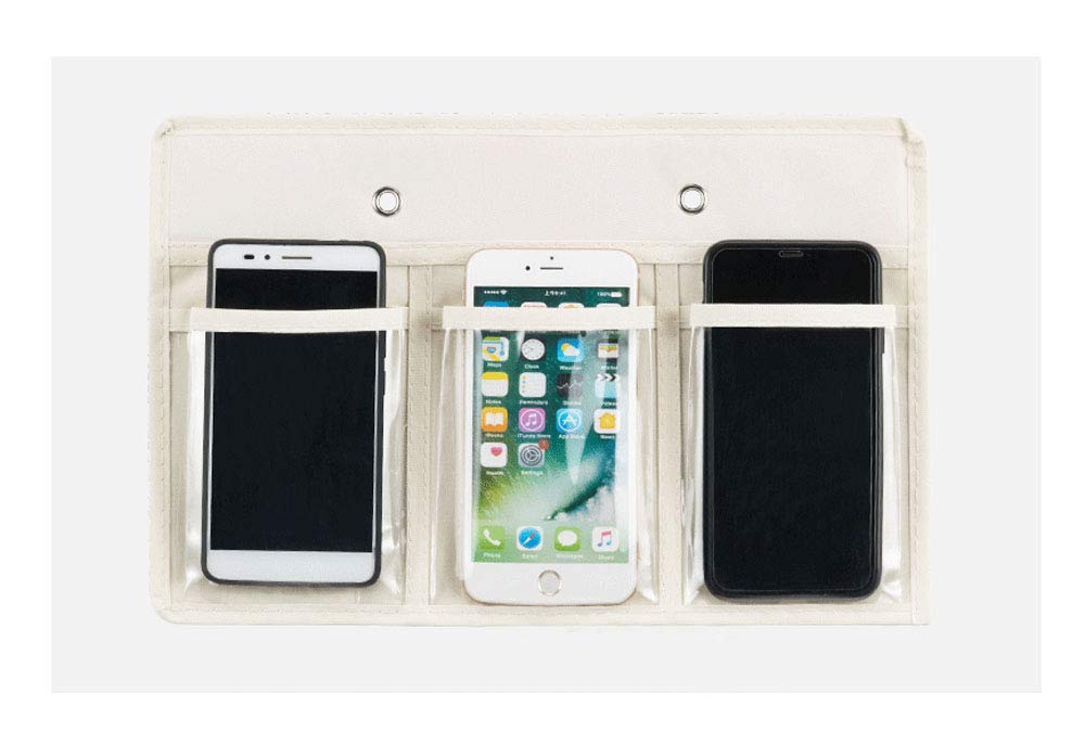 Racheljp Phone Holder for Bed - Beige Bedside Pocket Organizer | Perfect for Nightstand, Car, Office & Travel Accessory Storage