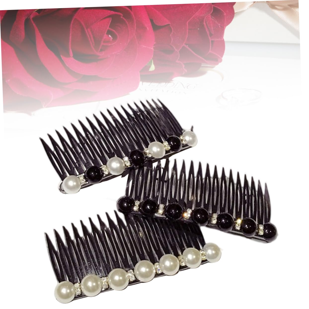 POPETPOP 3-Piece Pearl Comb Headband Set - Rhinestone Decor Hair Accessories for Women & Girls | Wedding, Party, Prom, Travel & Home Decor