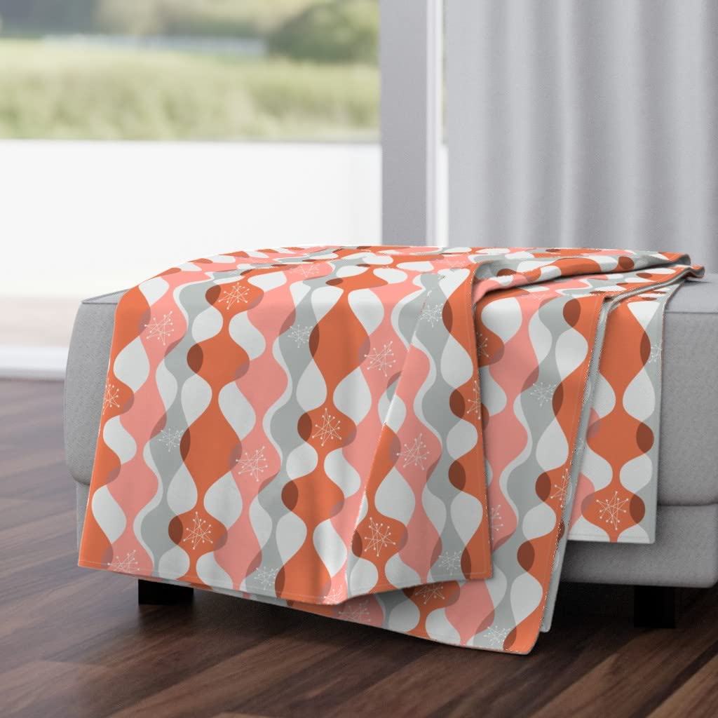 Soft Plush Minky Throw Blanket 50x70 Inches - Mid Century Modern Ogee Pink Vintage Design for Couch, Bed & Nursery | Cozy Home Decor Gift