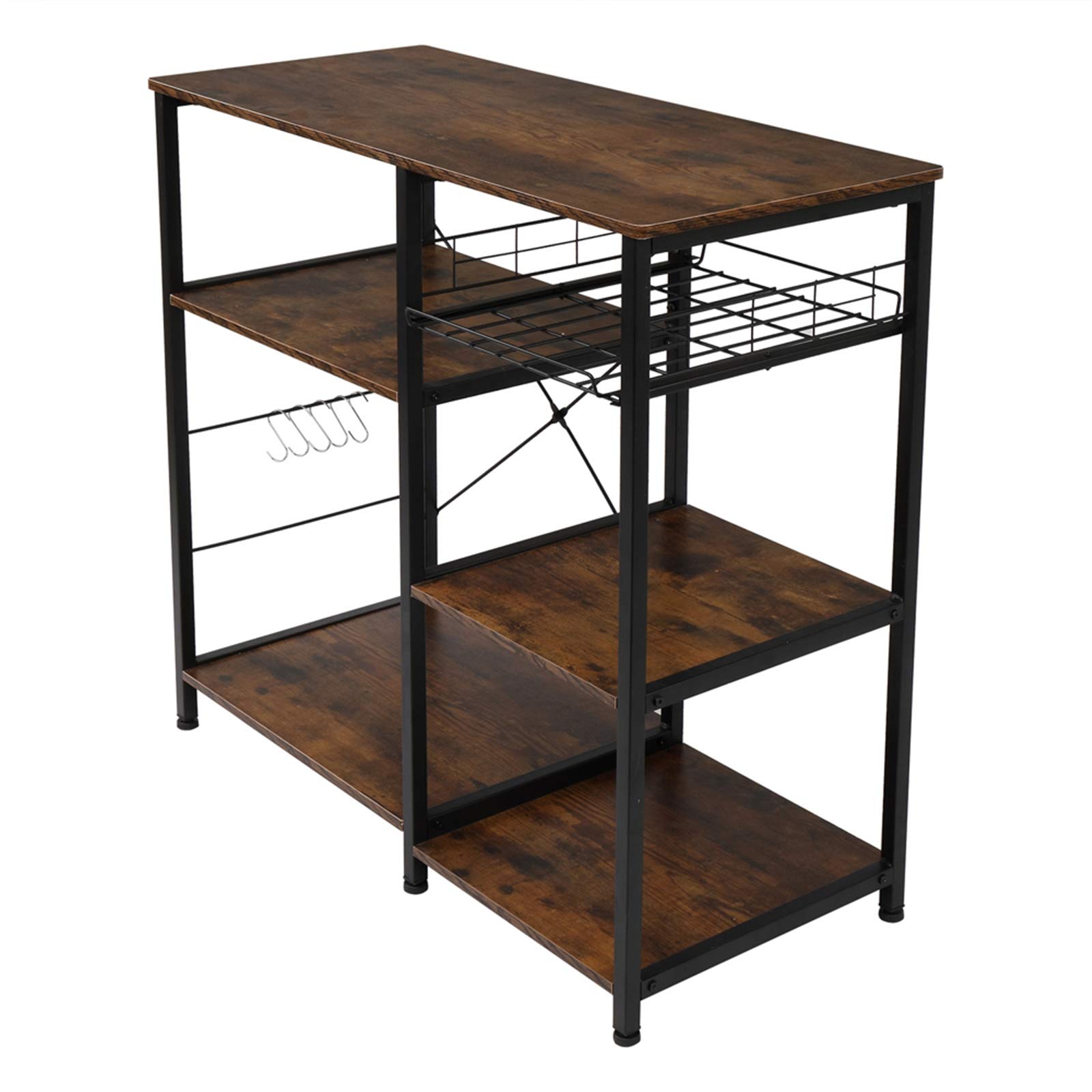 3-Tier Industrial Kitchen Baker's Rack - Black Metal Microwave Stand with Storage Shelves for Oven, Spices & Cookware - Perfect for Small Kitchen, Pantry Organization & Baking Workstation