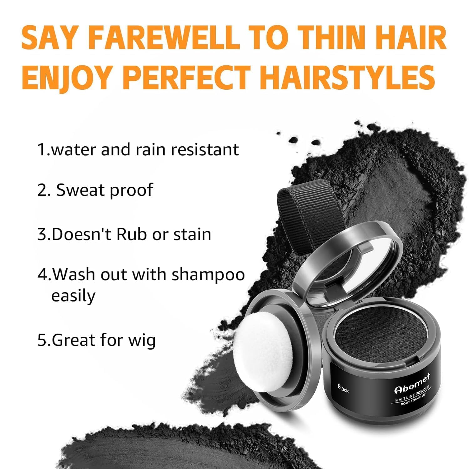 Natural Hairline Powder & Shading Sponge Pen - Quick Root Touch-Up, Eyebrow Stamp & Hairline Shadow Powder Stick (40G) - Perfect for Covering Gray Roots, Thinning Hair & Creating Fuller Hairlines at Home or On-The-Go