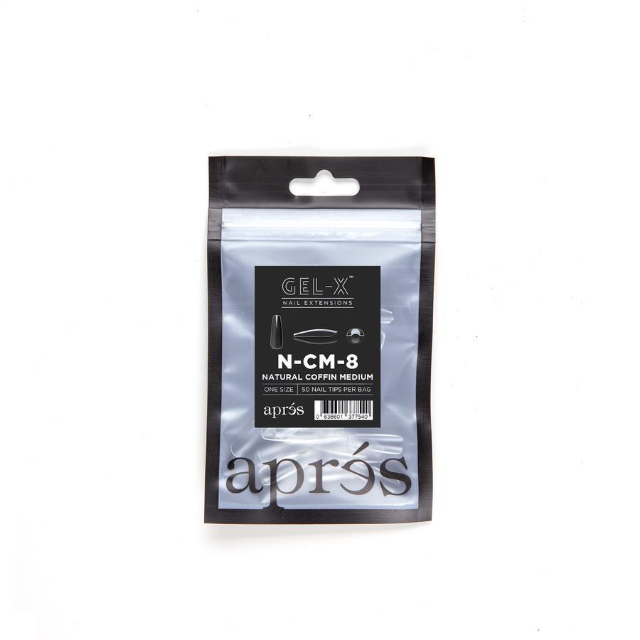 Apres Gel X Natural Coffin Medium Refill Tips - Size #000 & #9 - Perfect for Nail Extensions & Salon Manicures