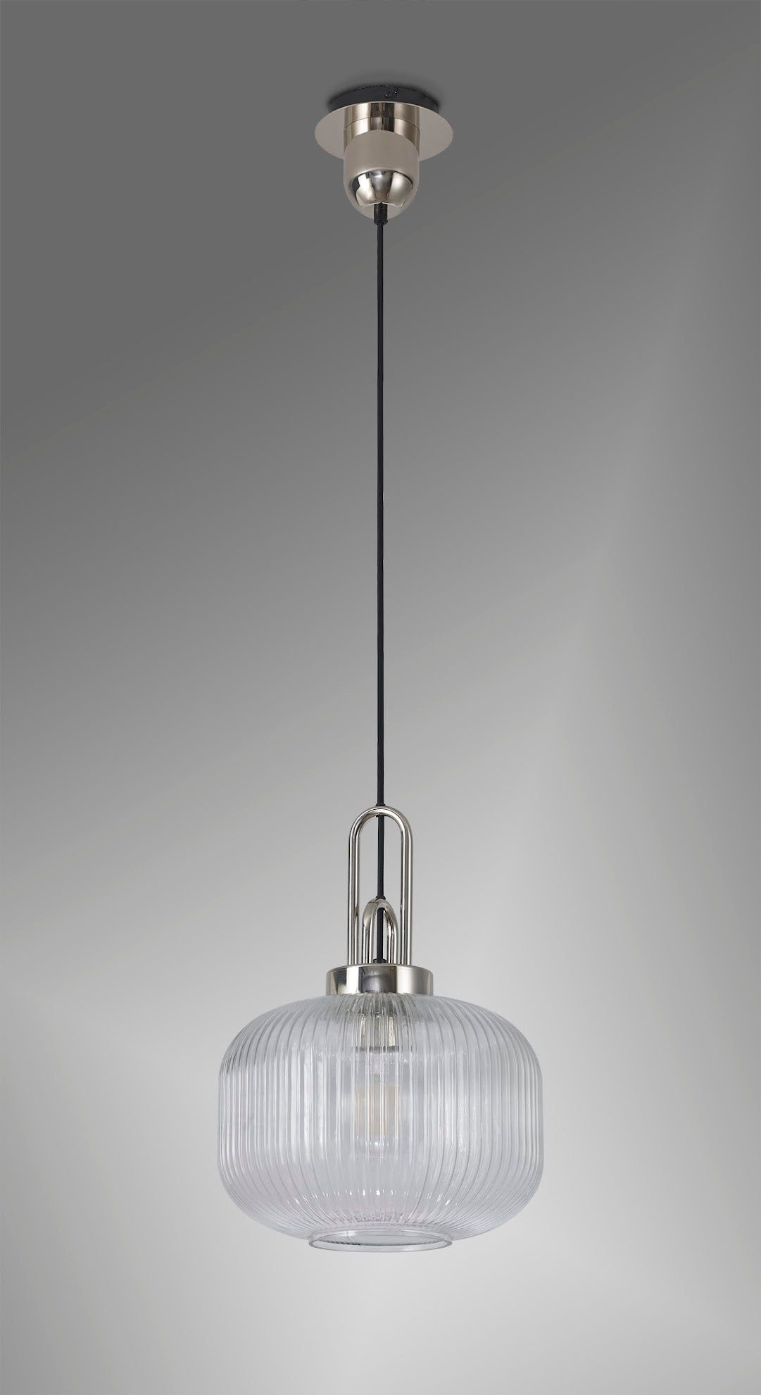 Stylish Cadiz 1-Light Pendant Light with 30cm Pumpkin-Shaped Ribbed Glass Shade - E27 Socket, IP20 Rated, Multiple Color Options - Perfect for Kitchen Island, Dining Room, or Entryway Lighting