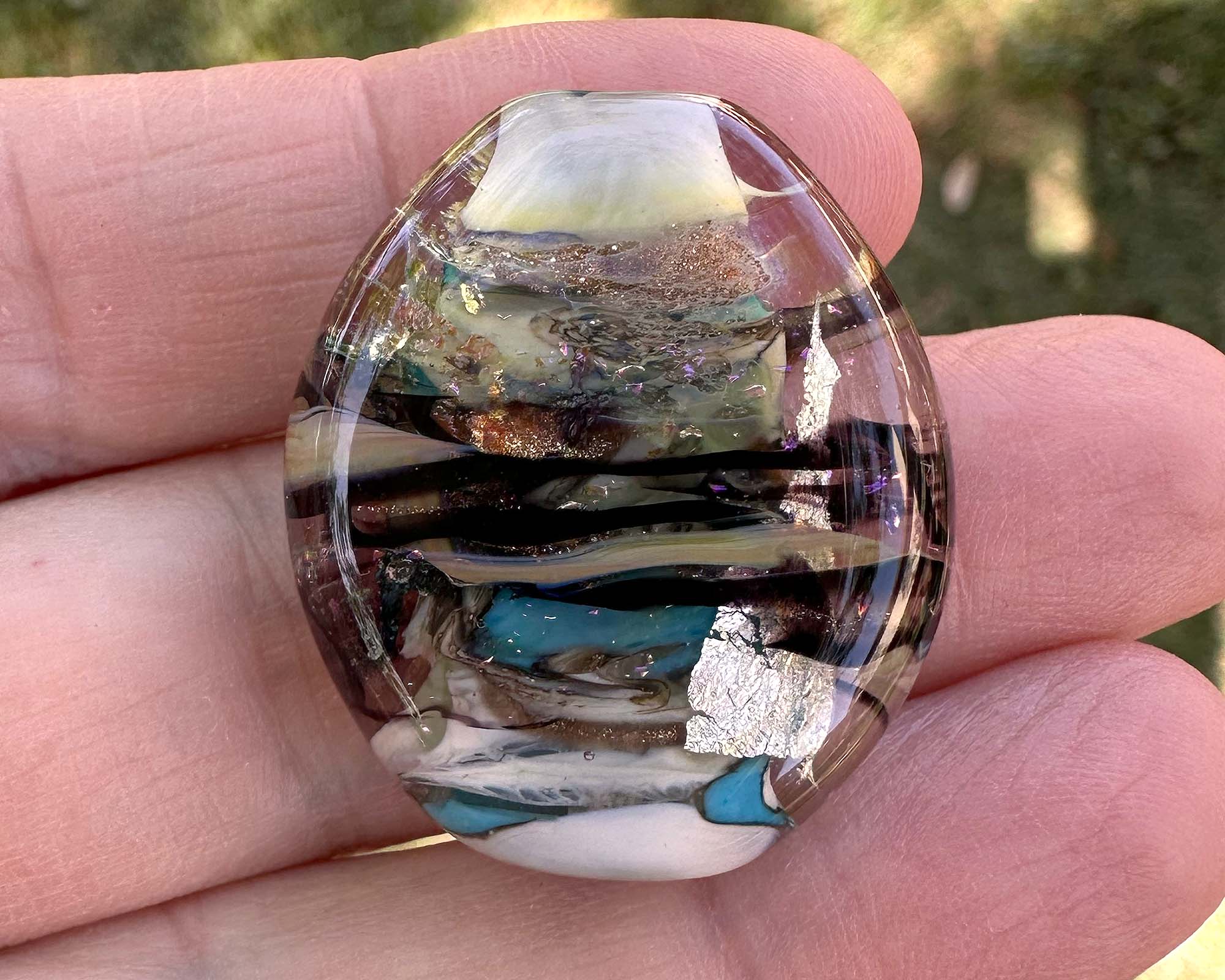 Golden Shimmer Lampwork Glass Focal Bead for Jewelry Making - Handmade SRA Art Bead for Necklaces, Bracelets & DIY Craft Projects