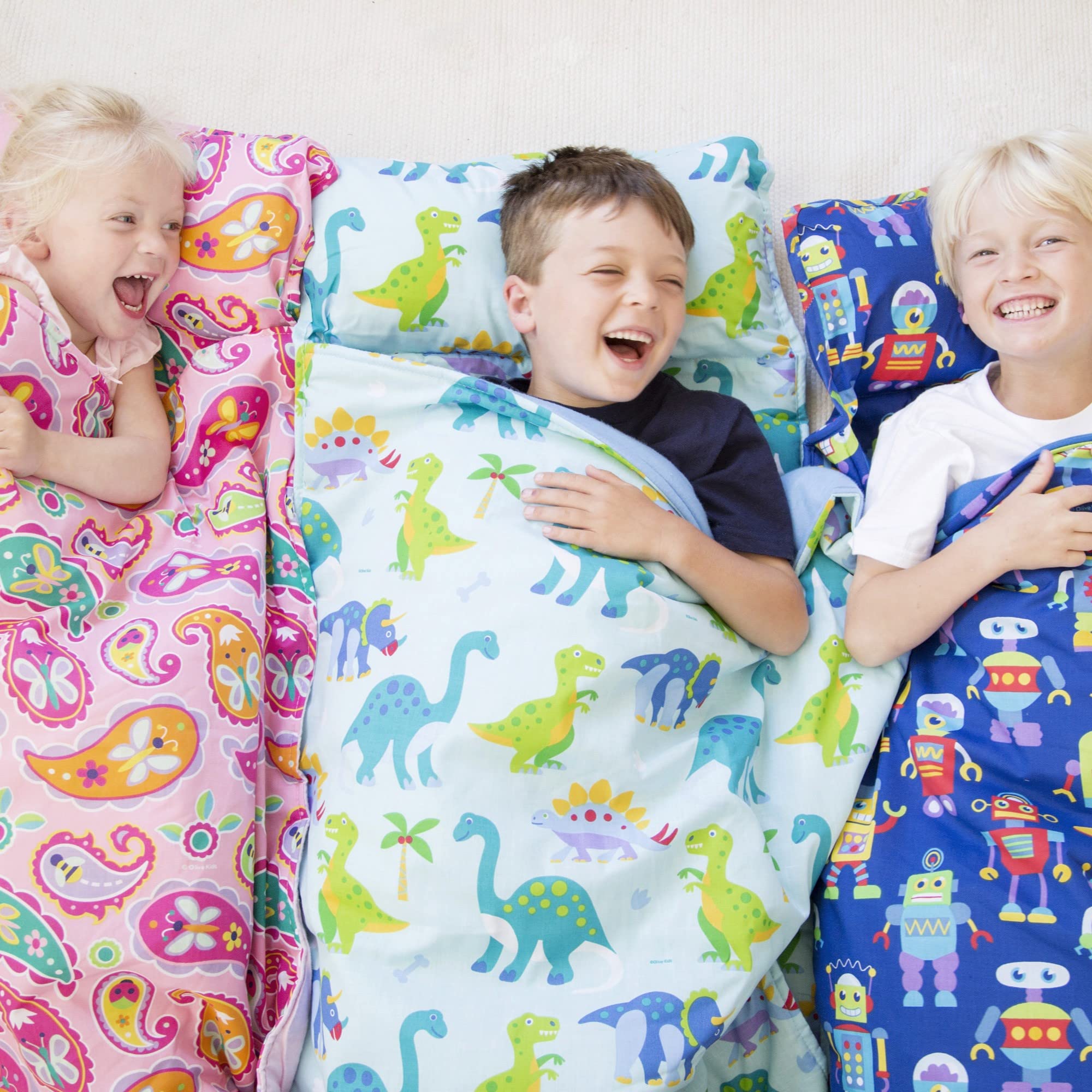 Wildkin Kids Original Nap Mat - Soft & Cozy Sleeping Mat with Pillow for Toddlers & Children | Perfect for Daycare, Preschool, Travel & Sleepovers | Dinosaur Land Design