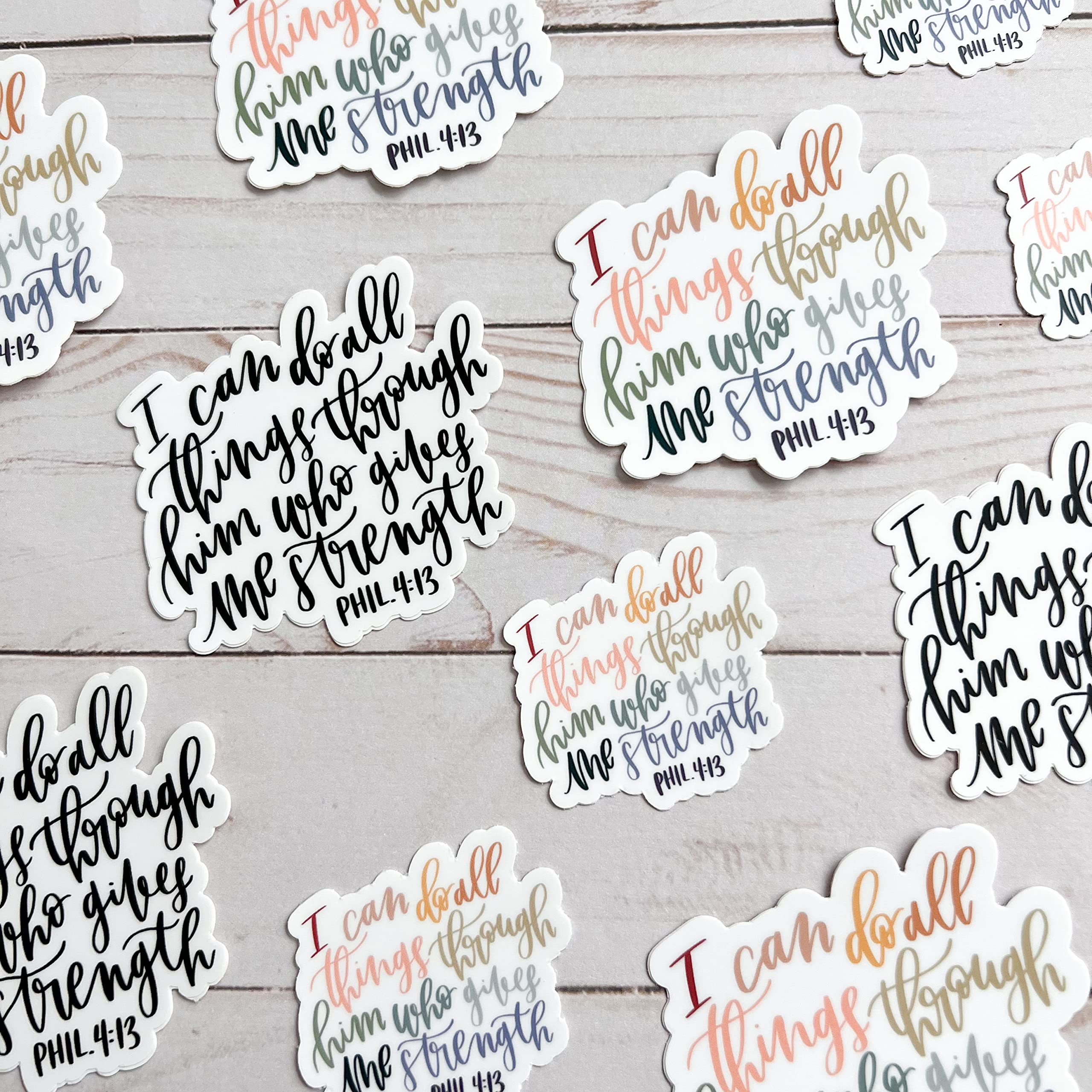 Philippians 4:13 Christian Bible Verse Sticker - Waterproof Vinyl Decal for Laptop, Hydro Flask, Bible, Journal - Inspirational Religious Faith Stickers for Prayer & Strength - Perfect for Daily Devotion, Church Gifts & Spiritual Encouragement