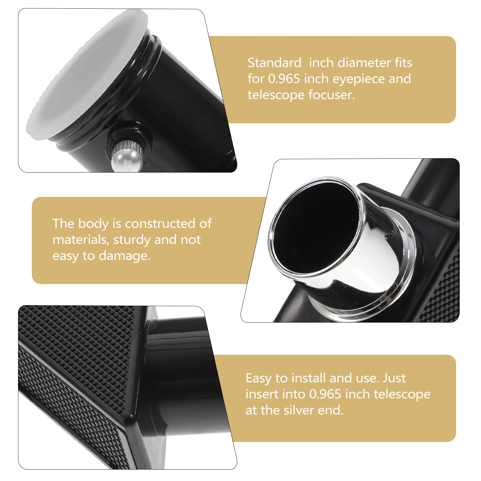 ULTECHNOVO 90 Degree Diagonal Mirror - 0.96 Inch Dielectric Star Diagonal for Telescopes - 90 Zenith Mirror Astronomy Accessory (Black) - Perfect for Stargazing, Astrophotography & Celestial Observation