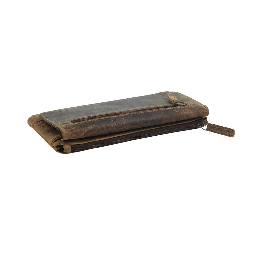 Myra Bag Oak Fire Leather And Cowhide Wallet Upcycled Leather S-2716 - Stylish and Durable for Everyday Use and Travel