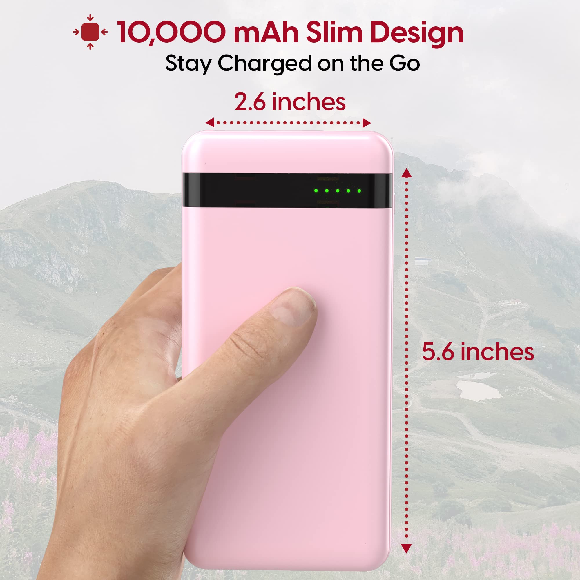 TALK WORKS 10000mAh Portable Charger Power Bank - Fast Charging USB-C External Battery for iPhone 14/13/12/11/X/8/7/6/SE, iPad, Samsung Galaxy, Android Phones - Compact Travel Charger (Rose Gold) | Perfect for Travel, Camping & Emergency Power Backup