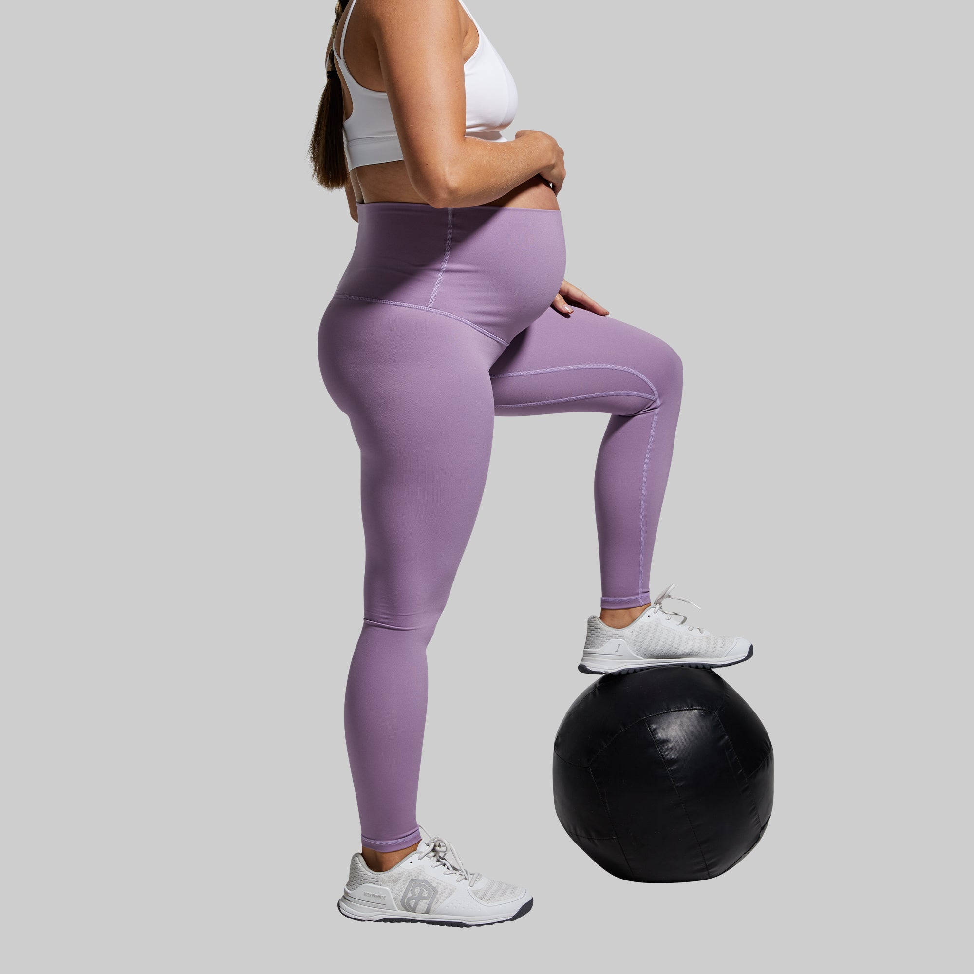 Comfortable Maternity Leggings for Pregnant Women - Soft Stretchy High Waist Pregnancy Yoga Pants (Wisteria Purple) - Perfect for Yoga, Workouts & Everyday Wear